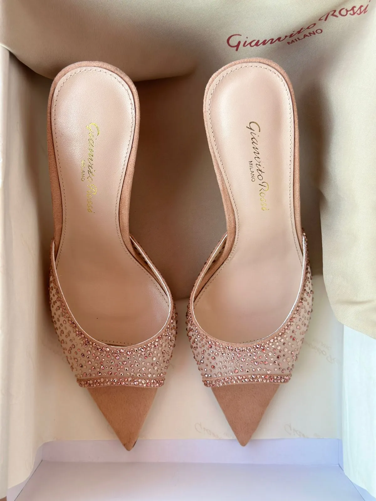 Gianvito Rossi High Heel Crystal Slippers
