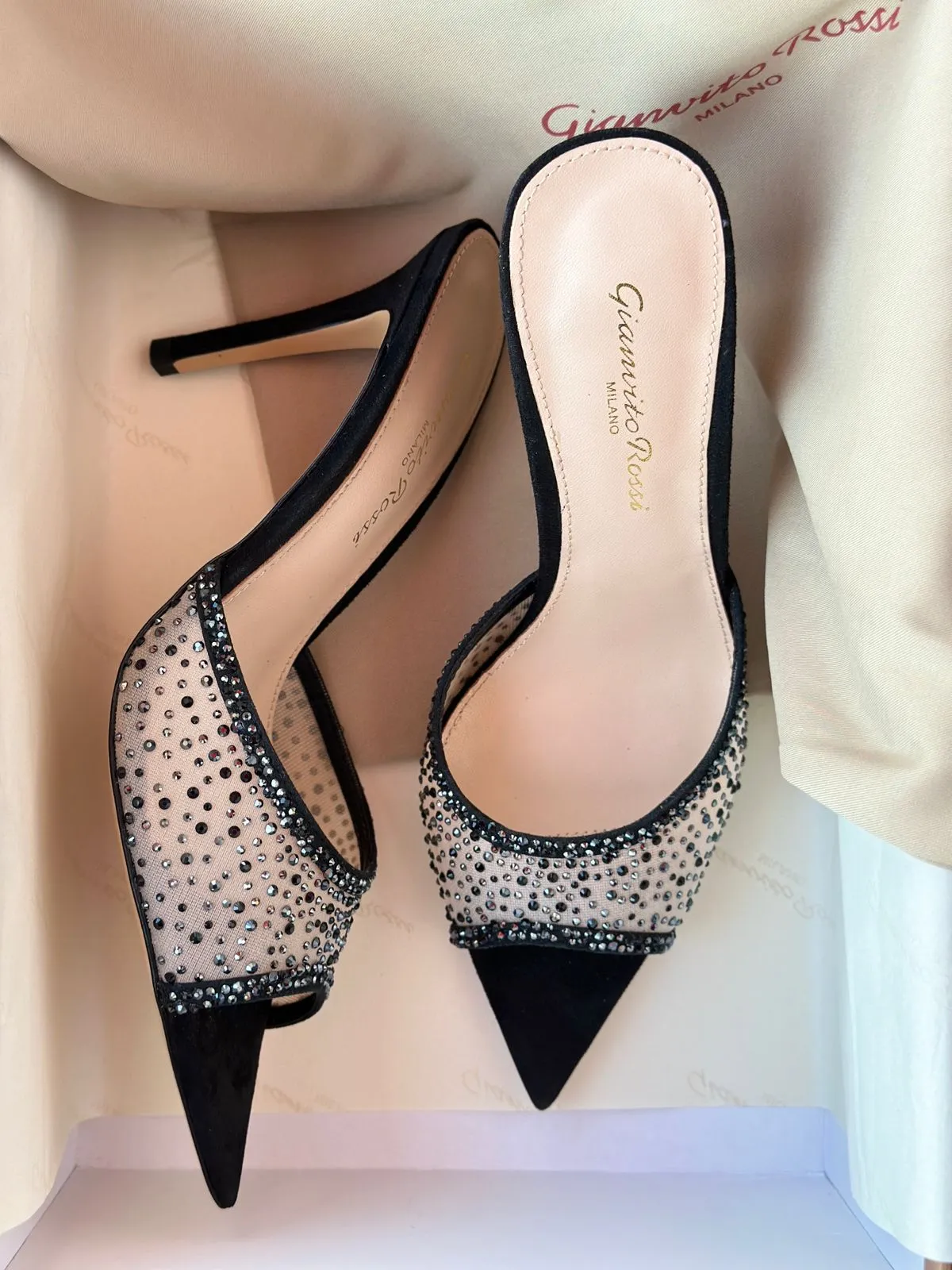 Gianvito Rossi High Heel Crystal Slippers