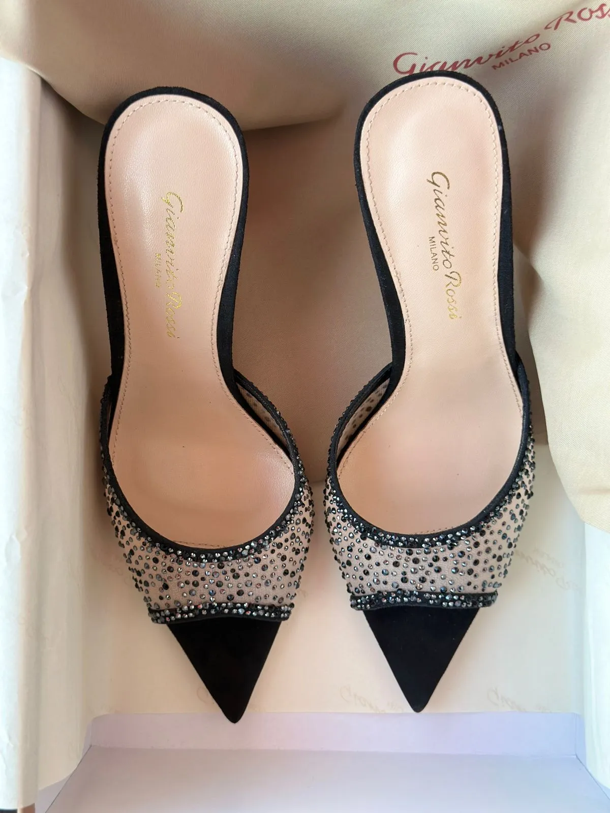 Gianvito Rossi High Heel Crystal Slippers