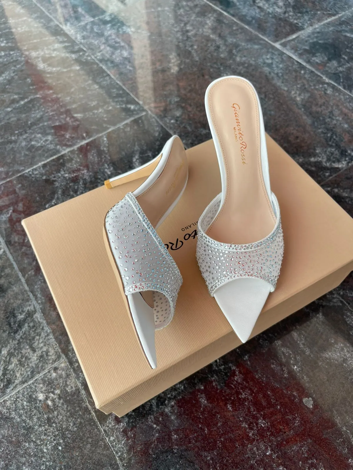 Gianvito Rossi High Heel Crystal Slippers