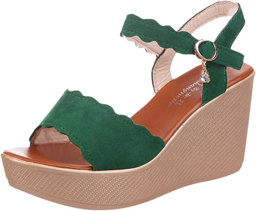 Gibobby Gladiator Sandals for Women,Open Toe Slip On Platform Sandals Espadrilles Zipper Wedges Shallow Beach Shoes