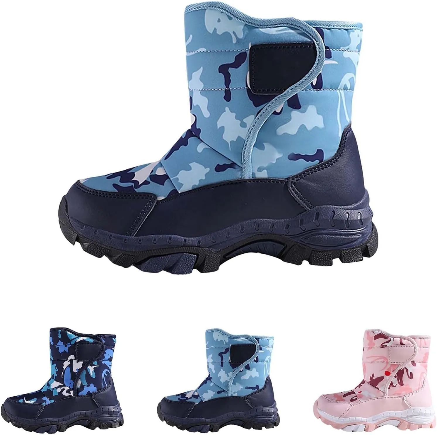 Girls Boys Snow Boots Outdoor Warm Anti Slip Mid Calf Slip On Boots Children's Winter Shoes Rain Boots Toddler Girl