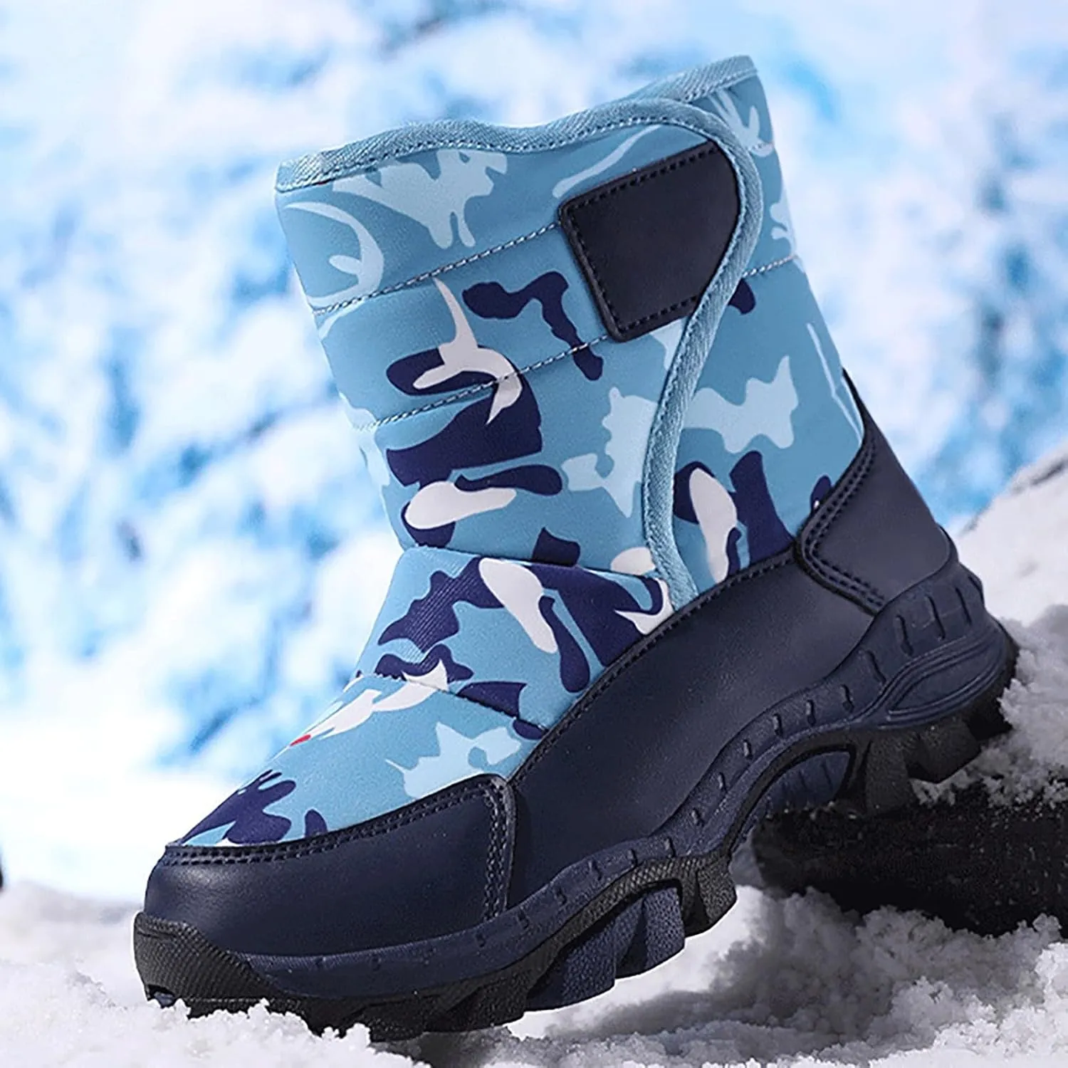 Girls Boys Snow Boots Outdoor Warm Anti Slip Mid Calf Slip On Boots Children's Winter Shoes Rain Boots Toddler Girl