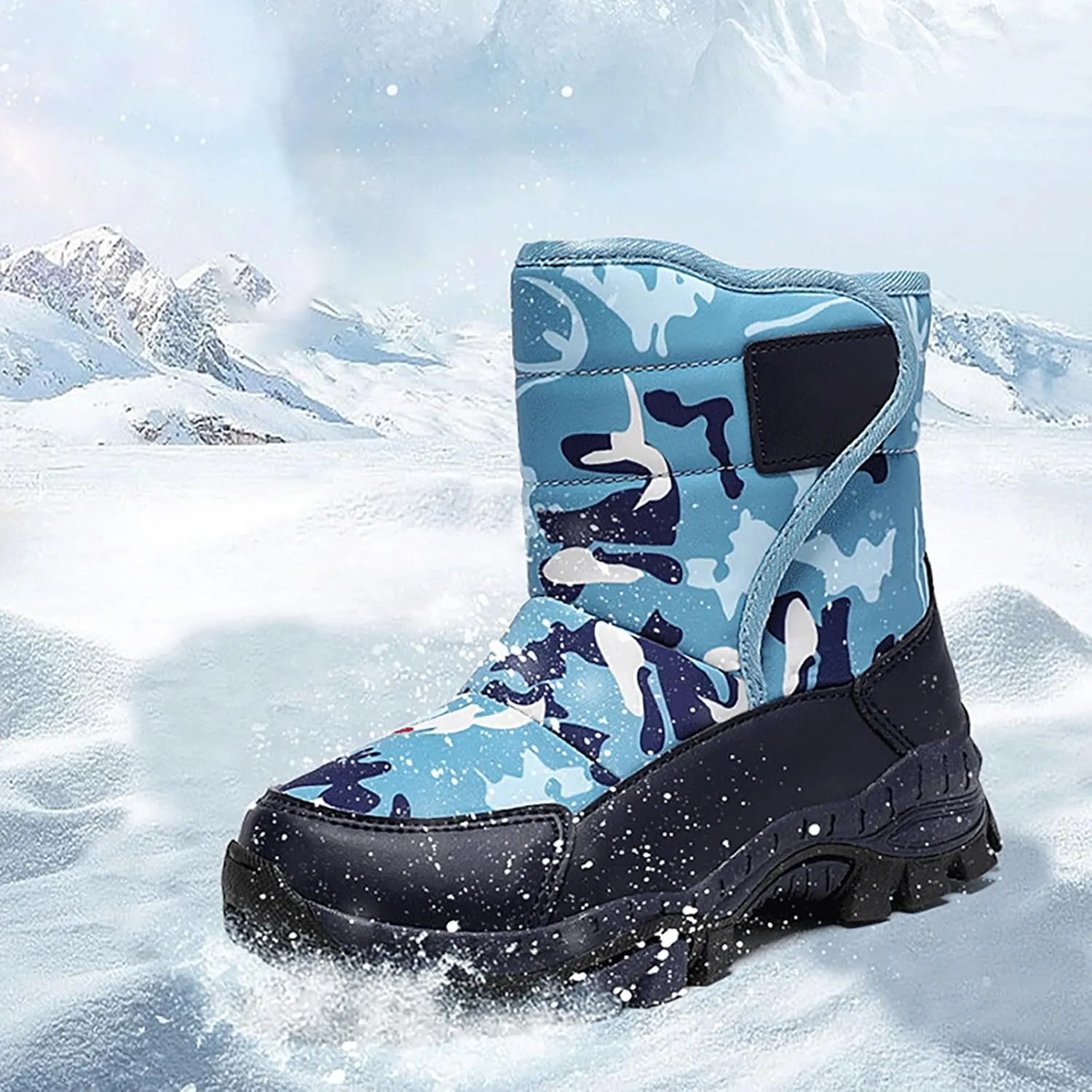 Girls Boys Snow Boots Outdoor Warm Anti Slip Mid Calf Slip On Boots Children's Winter Shoes Rain Boots Toddler Girl