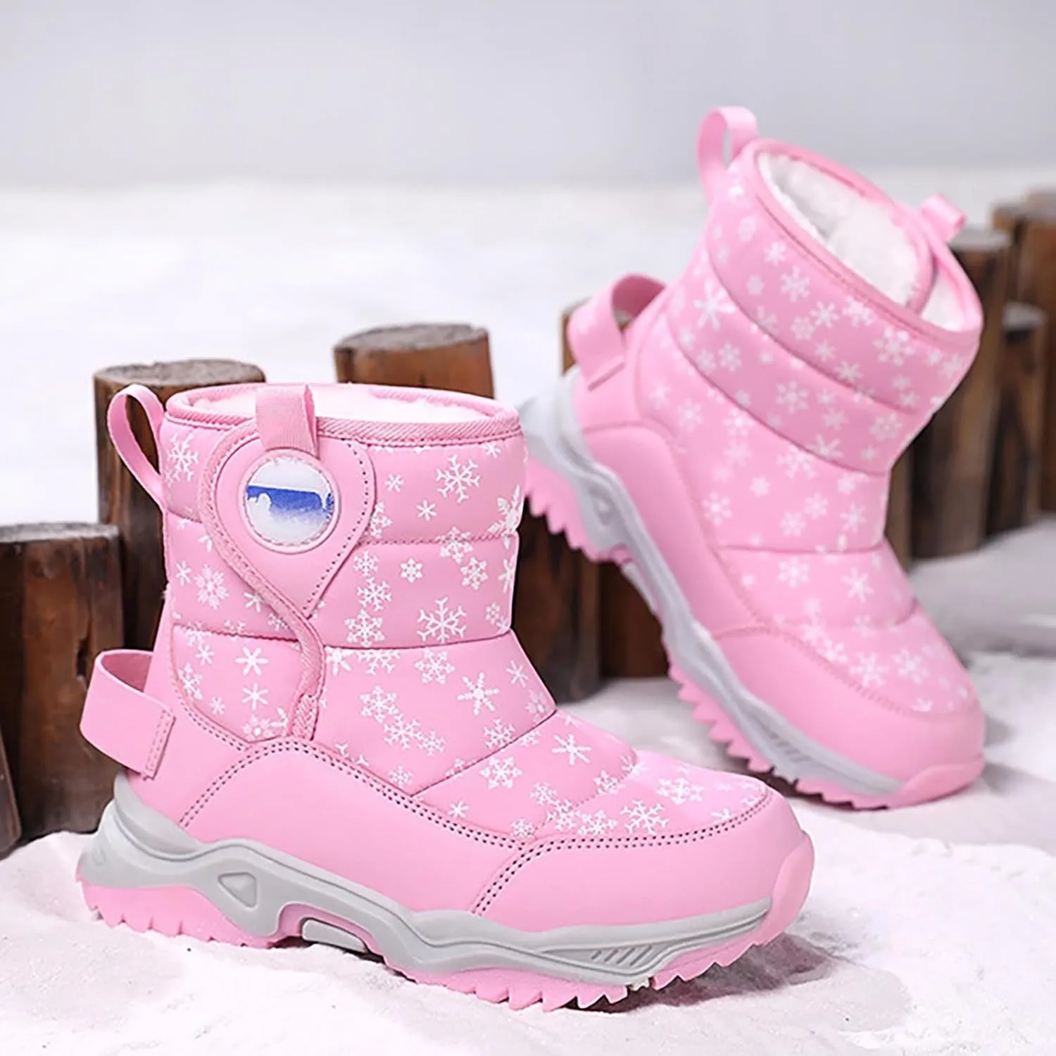 Girls Boys Snow Boots Outdoor Warm Comfortable Non Slip Mid Calf Padded Small Big Kids Winter Shoes Boots Girls Size 3