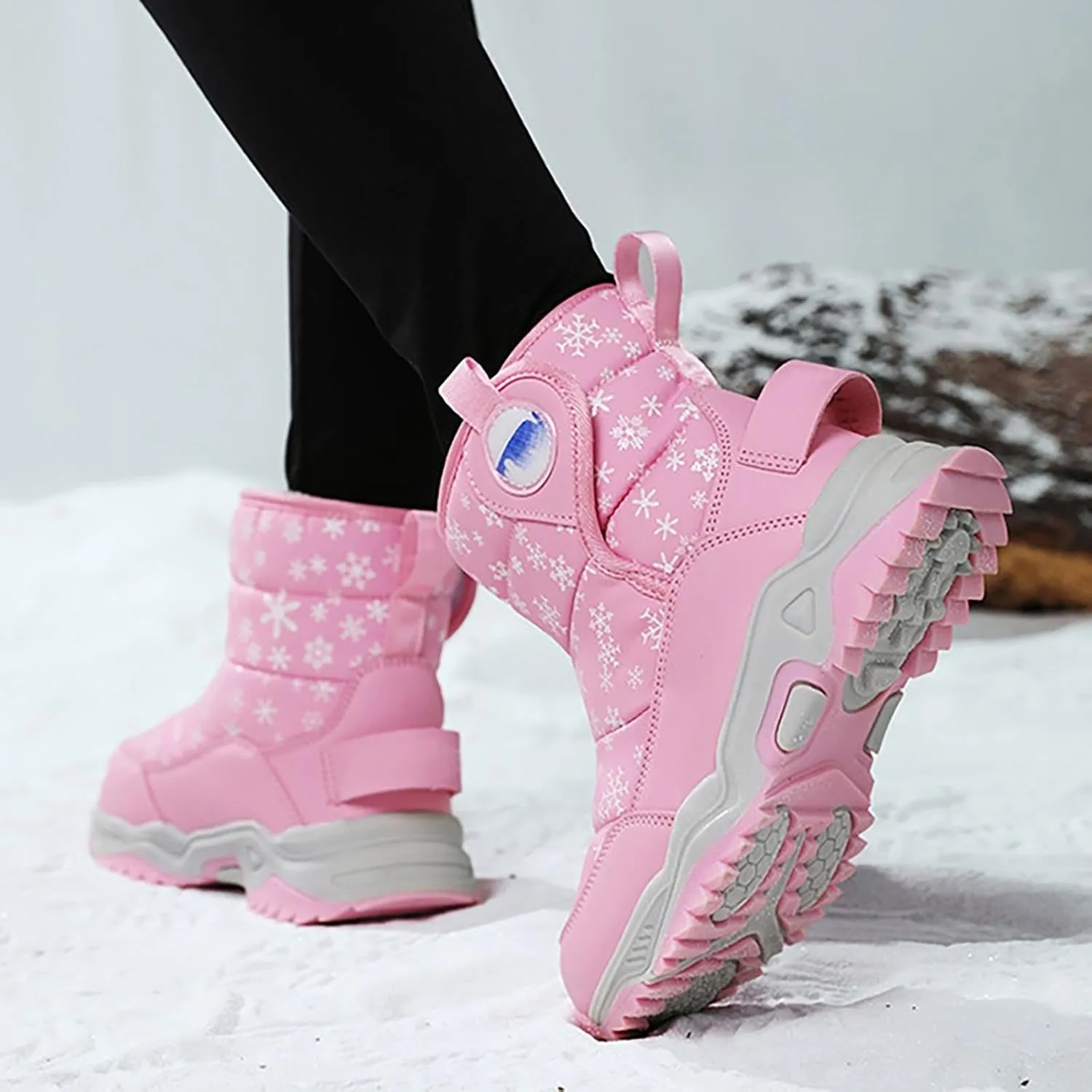 Girls Boys Snow Boots Outdoor Warm Comfortable Non Slip Mid Calf Padded Small Big Kids Winter Shoes Boots Girls Size 3