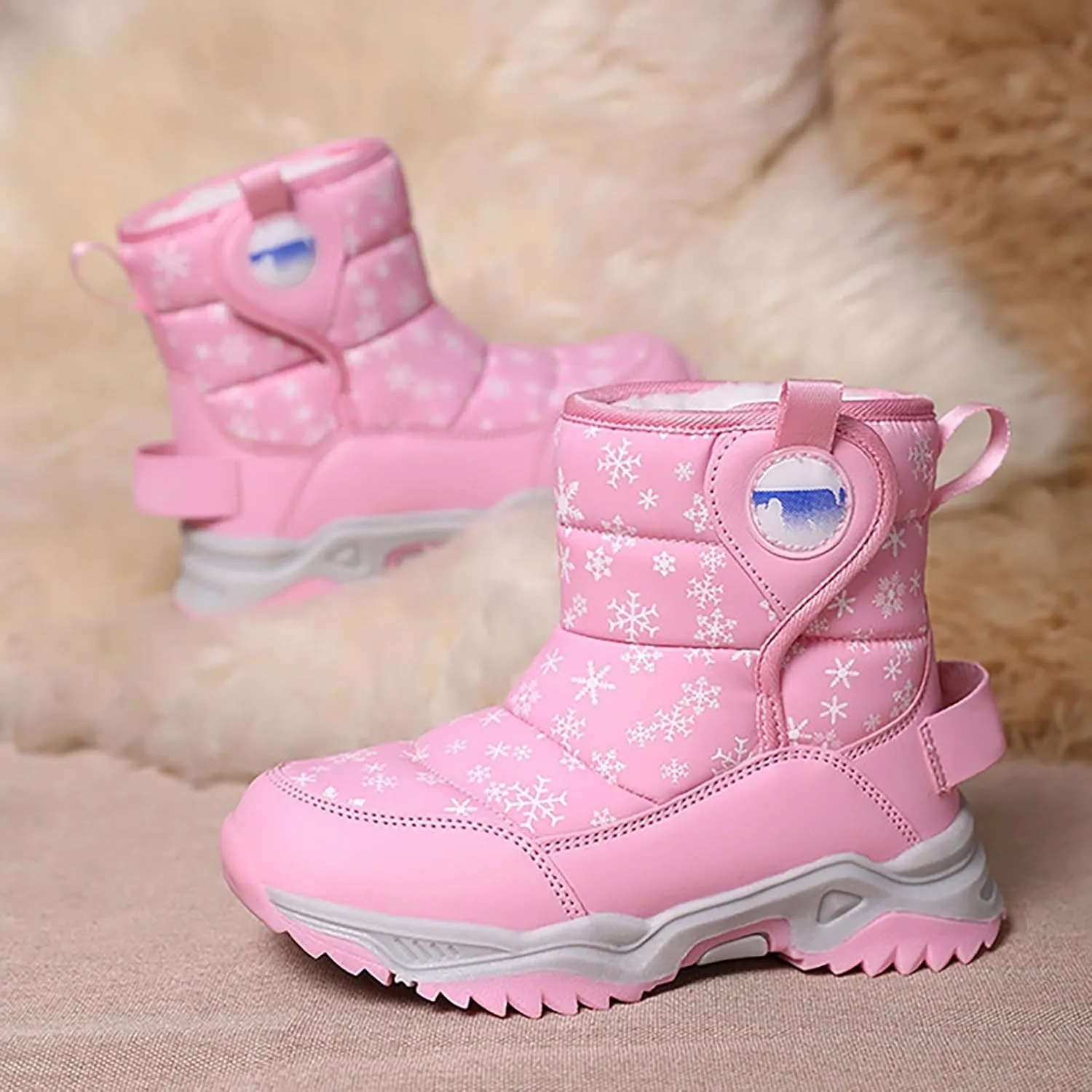 Girls Boys Snow Boots Outdoor Warm Comfortable Non Slip Mid Calf Padded Small Big Kids Winter Shoes Boots Girls Size 3