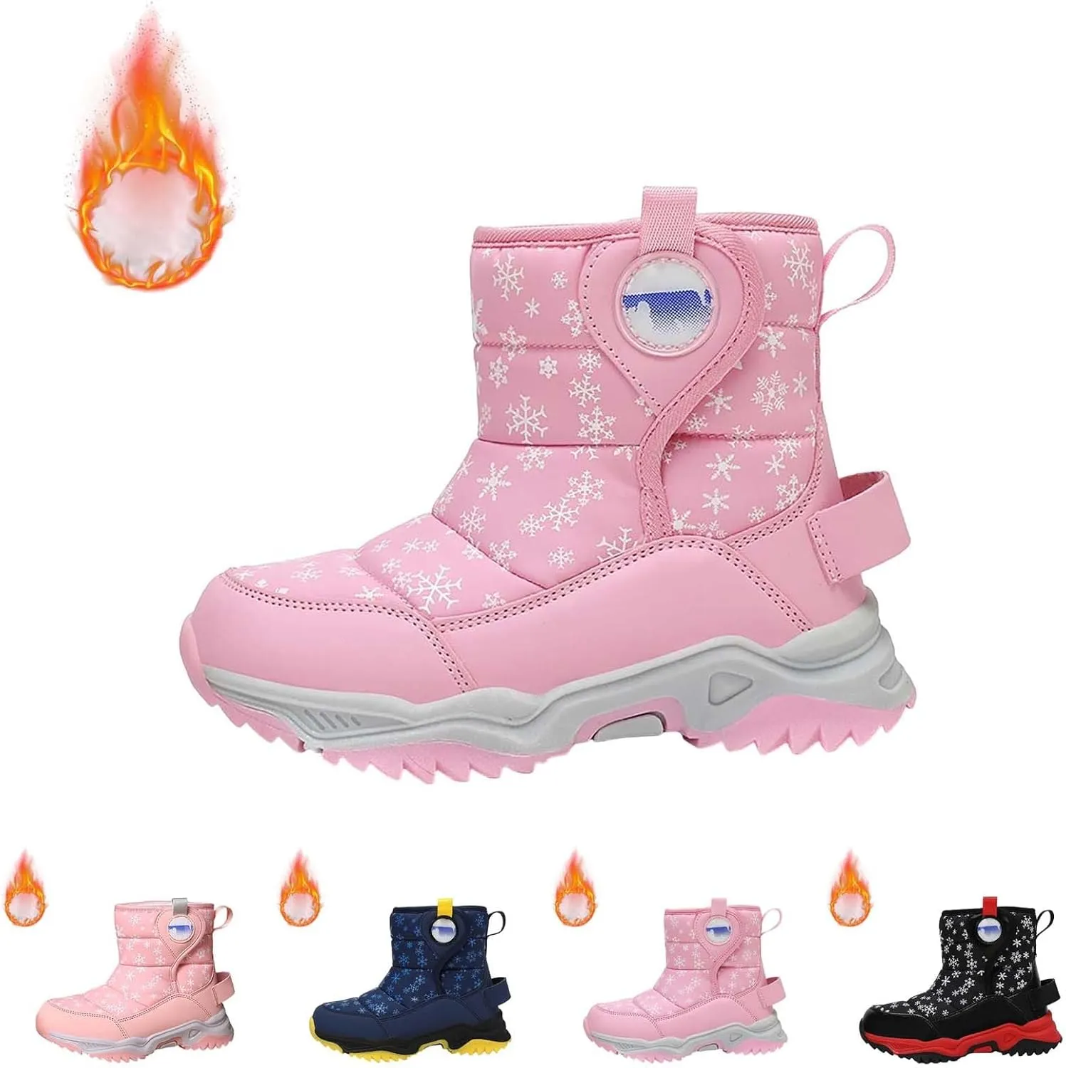 Girls Boys Snow Boots Outdoor Warm Comfortable Non Slip Mid Calf Padded Small Big Kids Winter Shoes Boots Girls Size 3