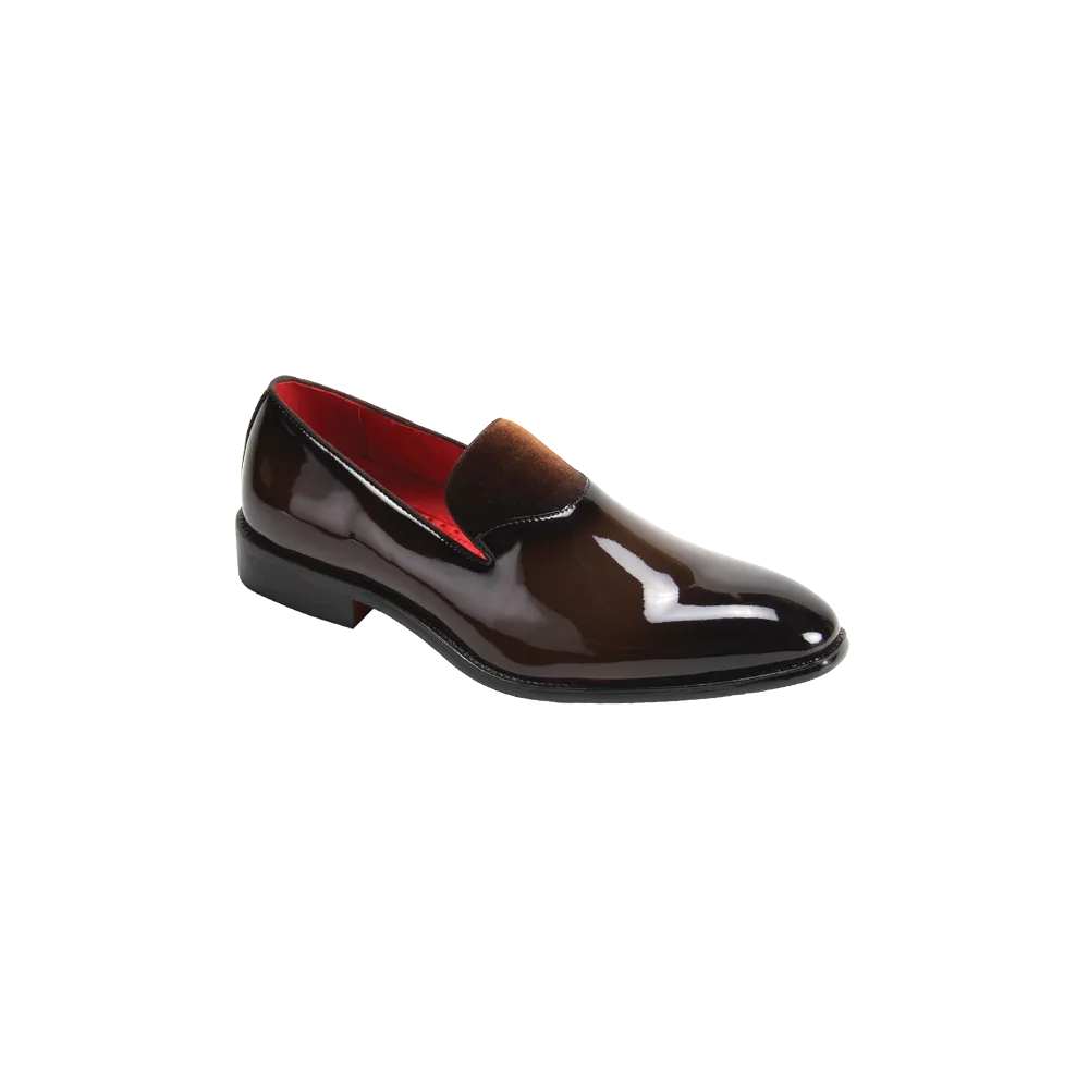 Globe Footwear Men's Brown Tuxedo Smokers Patent Leather Shoe