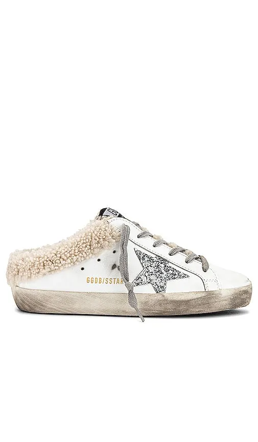 Golden Goose Superstar Sabot Shearling Sneaker in White