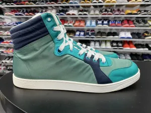 Gucci Men's Teal Blue Satin High Top Sneaker 337451-3663 Men's Sz 9.5 US