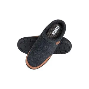 HAGGAR Men's Microsuede Trim Bumper Felt Clogs Slippers Large 9.5 10.5 Black