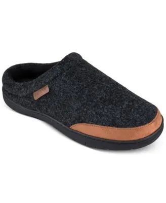HAGGAR Men's Microsuede Trim Bumper Felt Clogs Slippers Large 9.5 10.5 Black