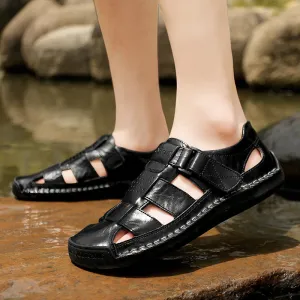 HAND SEWN GENUINE LEATHER CASUAL BEACH MEN'S SANDALS