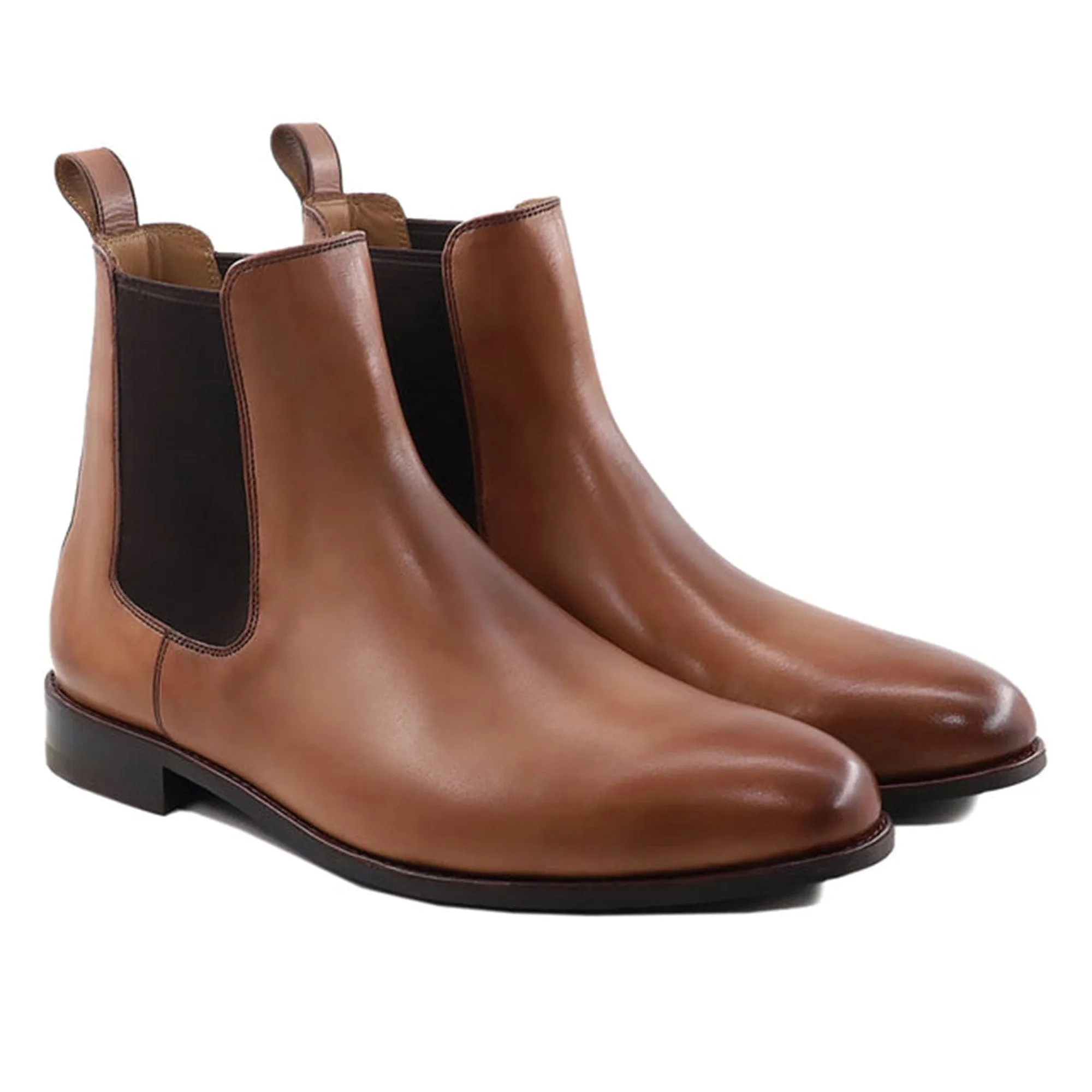 Handmade Customisable Brown Leather Chelsea Boots For Men