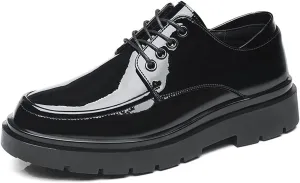 HASMI Business Formal Leather Shoes Men's Shiny Leather Shoes British Style Thick-Soled Casual Trendy Shoes
