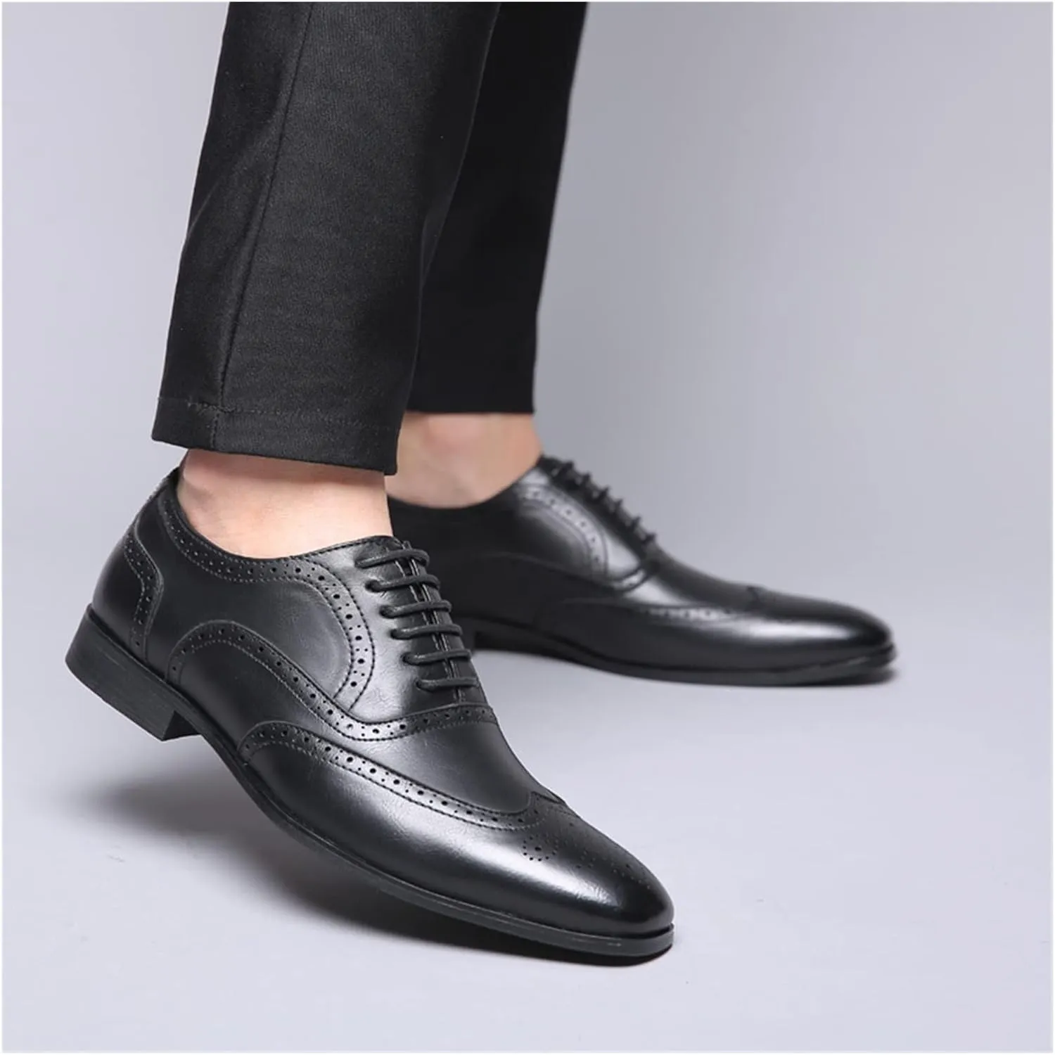 HASMI Large Size Men's Retro Business Formal Leather Shoes British Casual Shoes Brogue Trendy Shoes Men's Shoes