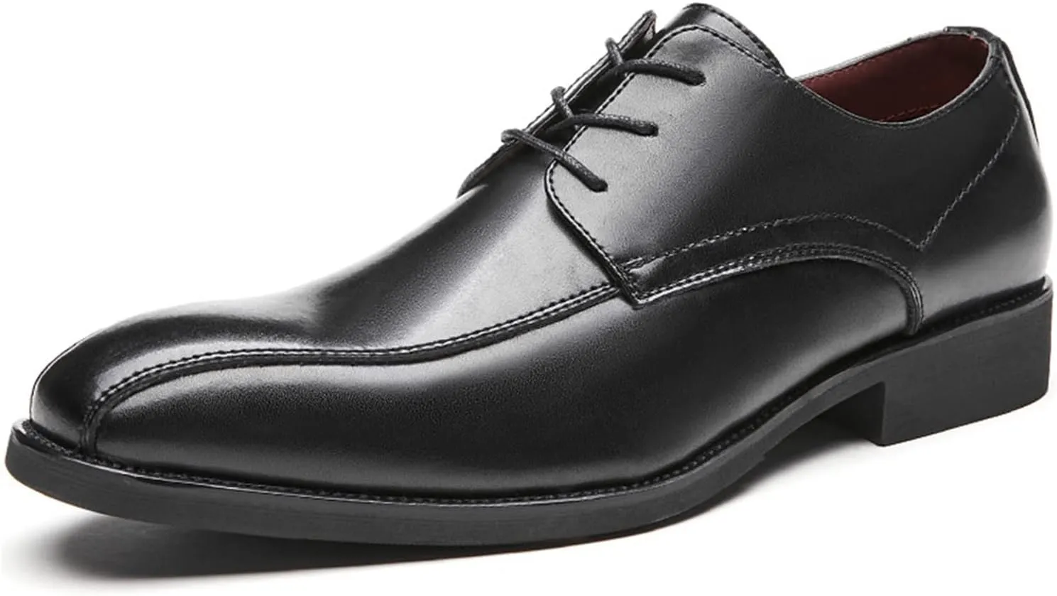 HASMI Spring and Summer British Style Lace-up Business Formal Leather Shoes Men's Pointed Toe Breathable Derby Shoes Soft-Soled Shoes