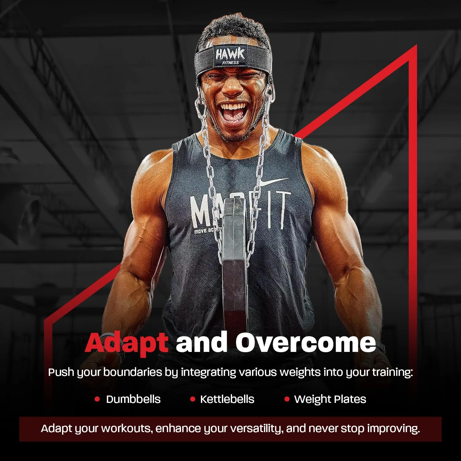 Hawk Sports Neck Harness for Men and Women with Adjustable Neck Strap and 30" Steel Chain for Safely Lifting Weights Up to 150 lbs., Neck Exercise Equipment for Muscle Growth and Strength Training