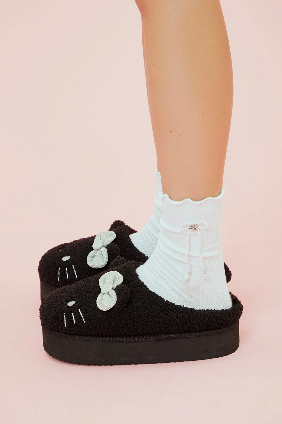Hello Kitty Plush Platform Slippers