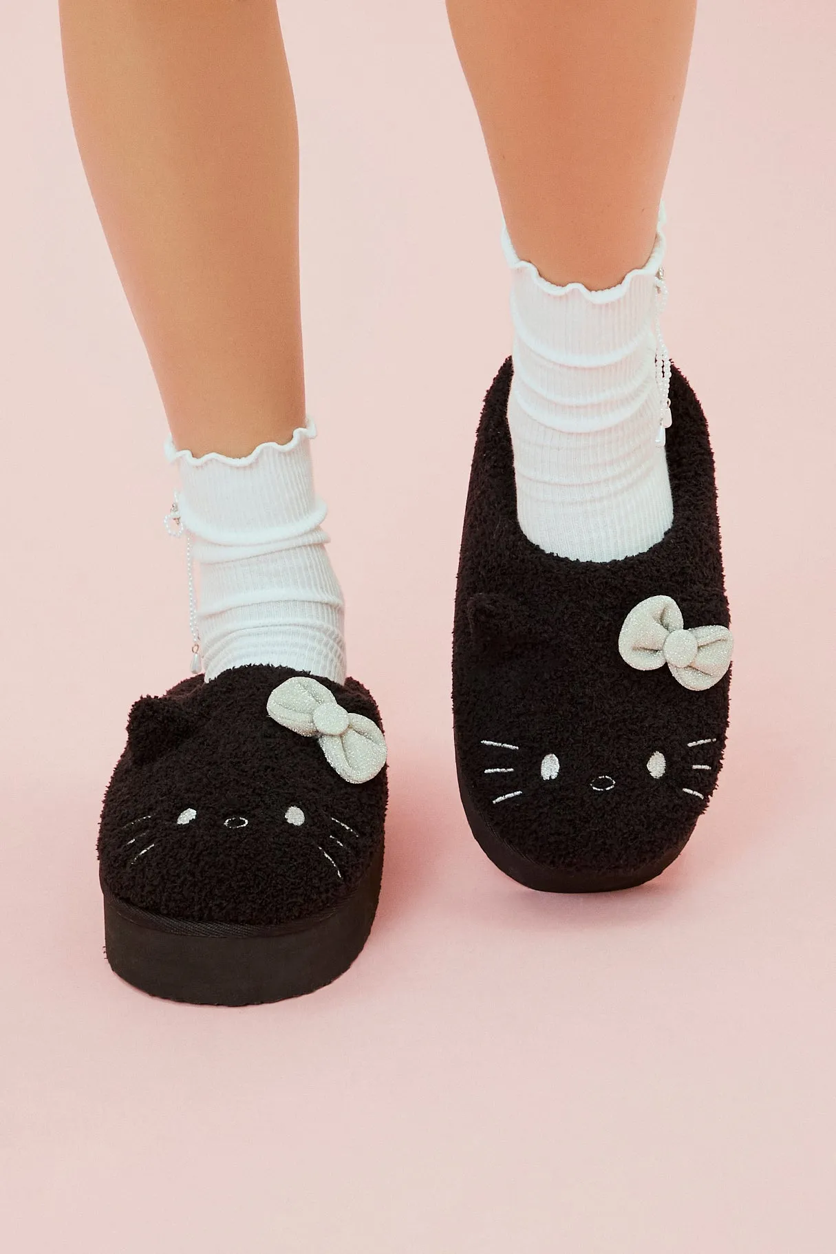 Hello Kitty Plush Platform Slippers