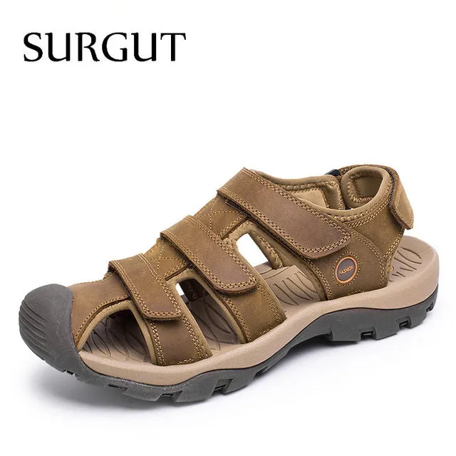 High Quality Men Genuine Leather Sandals Breathable Comfortable Cozy Summer Shoes Fashion Flat Male Sandals