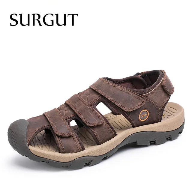High Quality Men Genuine Leather Sandals Breathable Comfortable Cozy Summer Shoes Fashion Flat Male Sandals