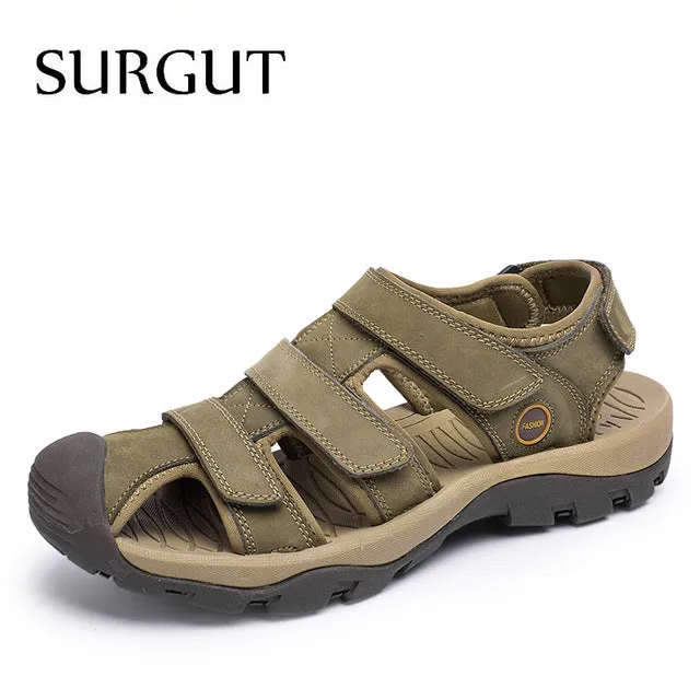 High Quality Men Genuine Leather Sandals Breathable Comfortable Cozy Summer Shoes Fashion Flat Male Sandals