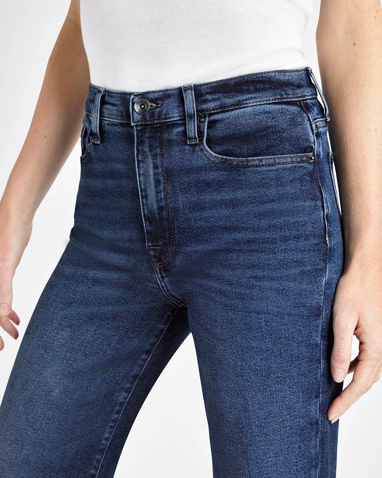 High Waist Raw Hem Stretch Jean