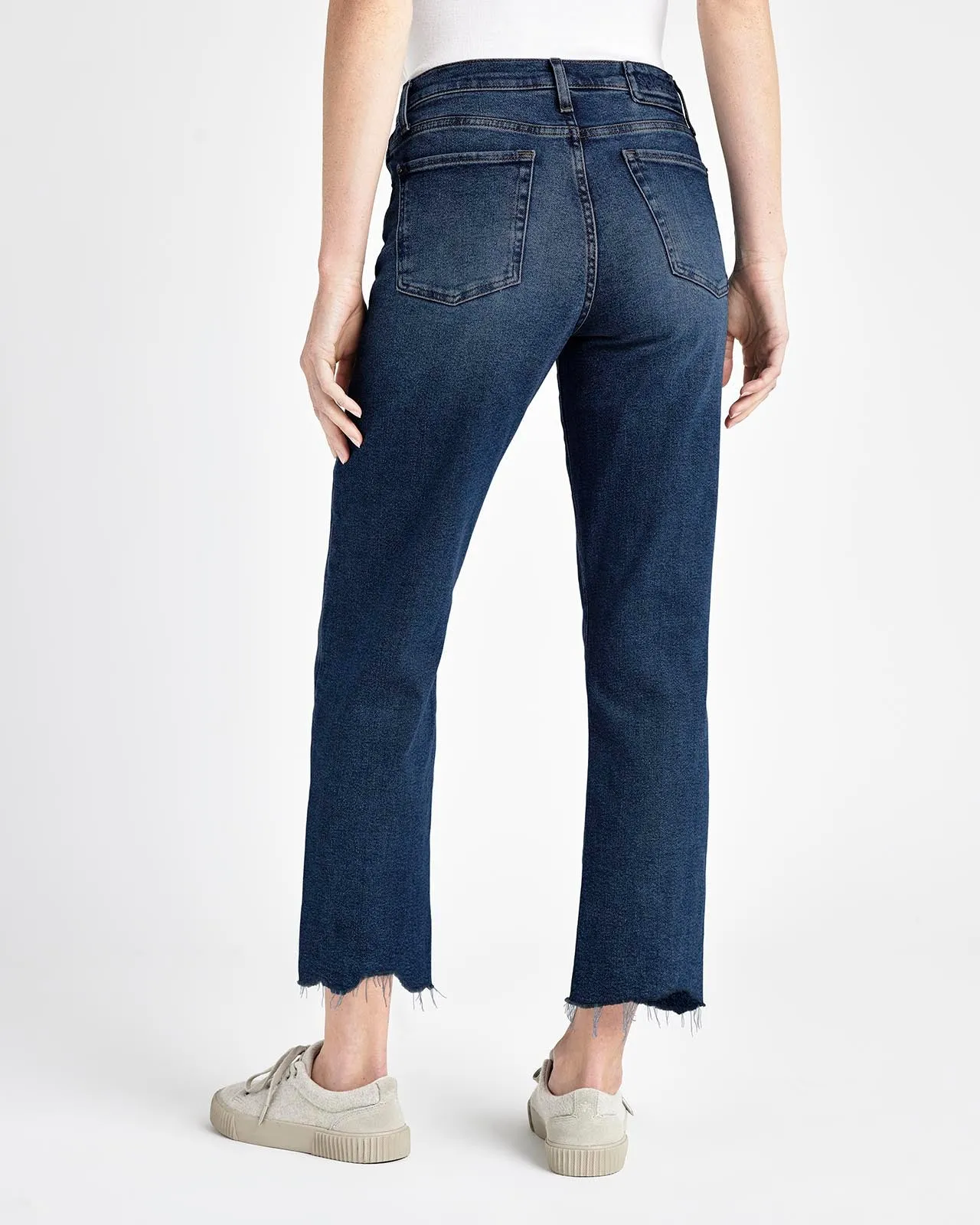 High Waist Raw Hem Stretch Jean