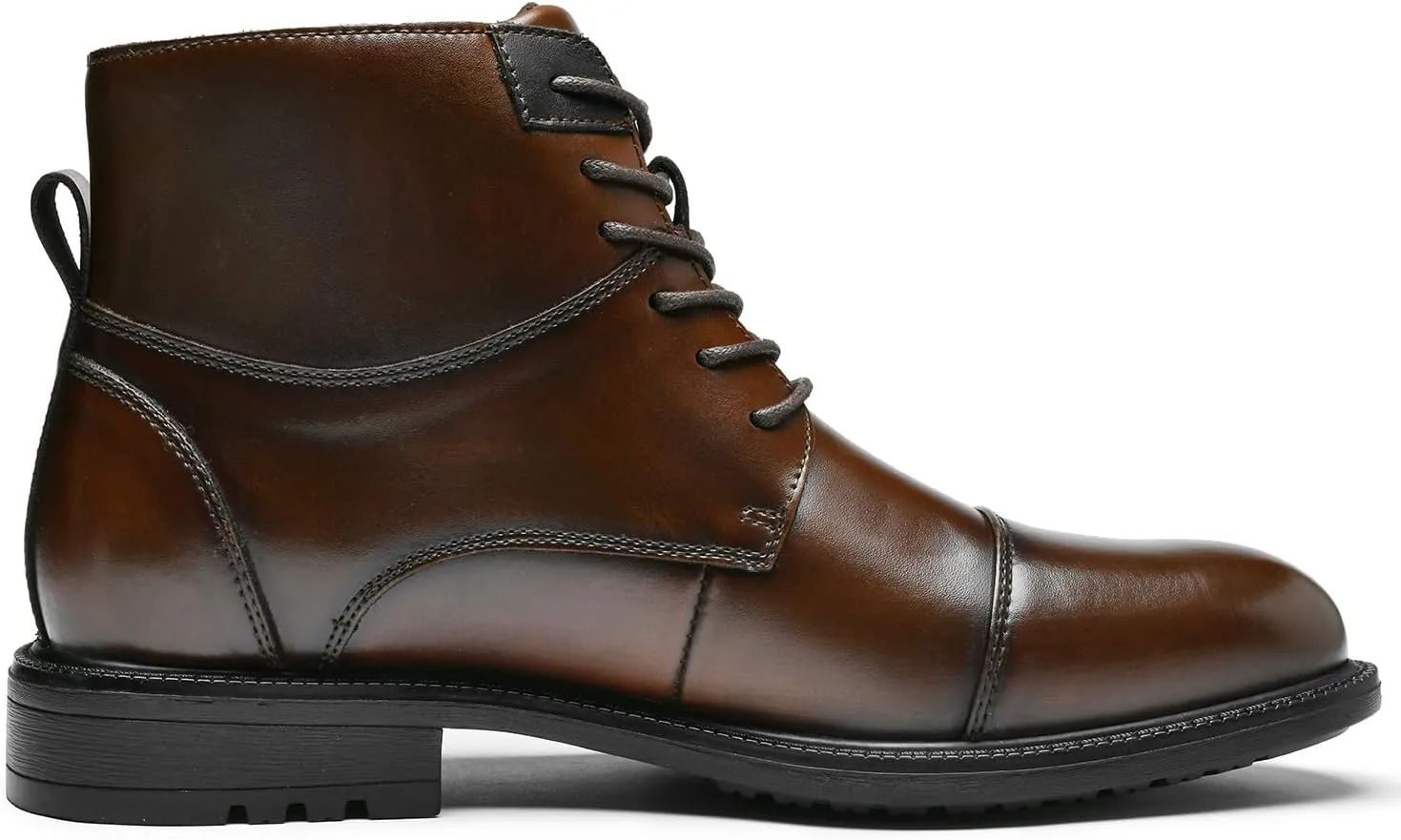 Holy dove Mens Oxford Leather Dress Boots Cap Toe Side Zip Fashion Mid Top Chukka Ankle Boots for Men