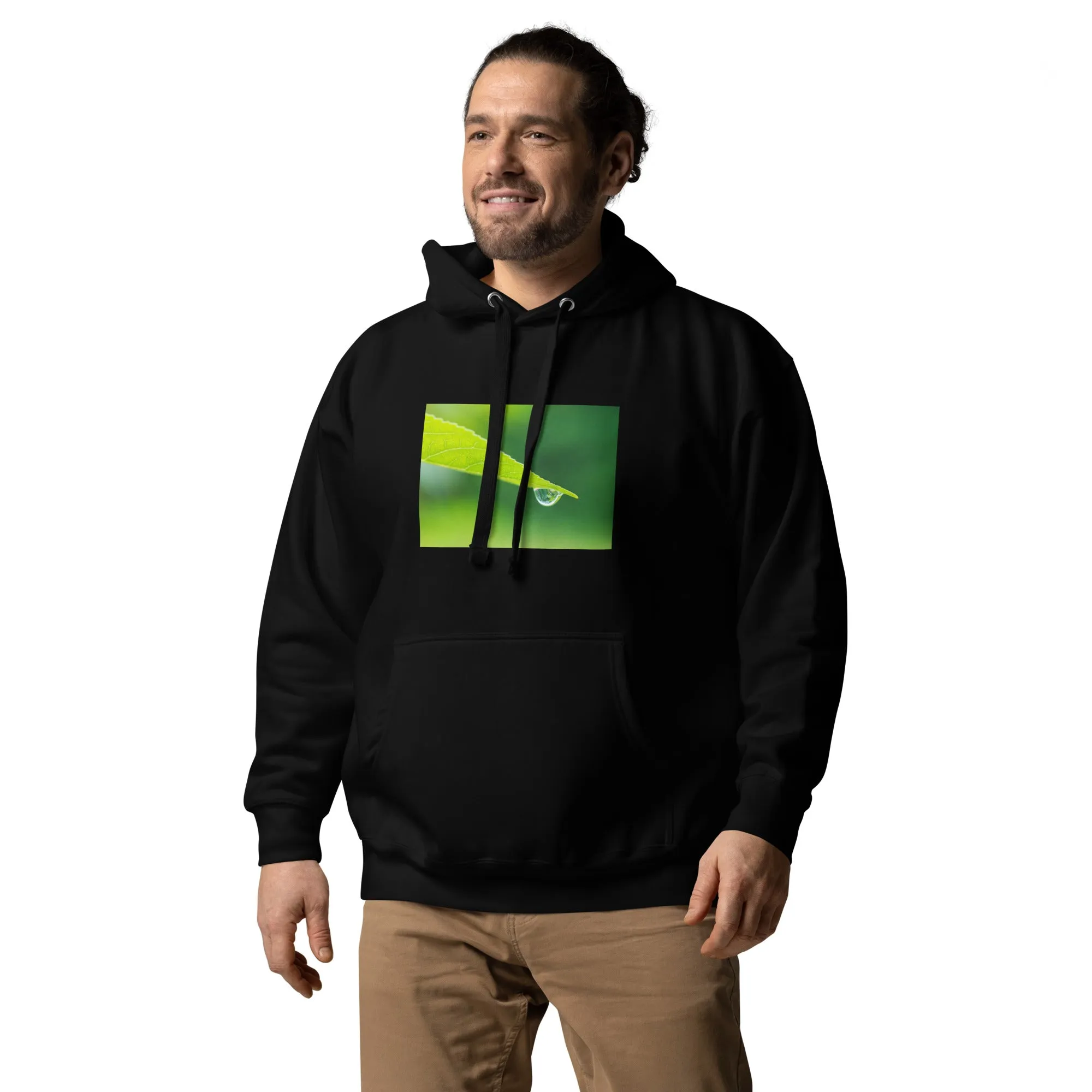 Hoodie Mens Designer (Hoodies Mens - Nature Raindrop on Leaf 004)