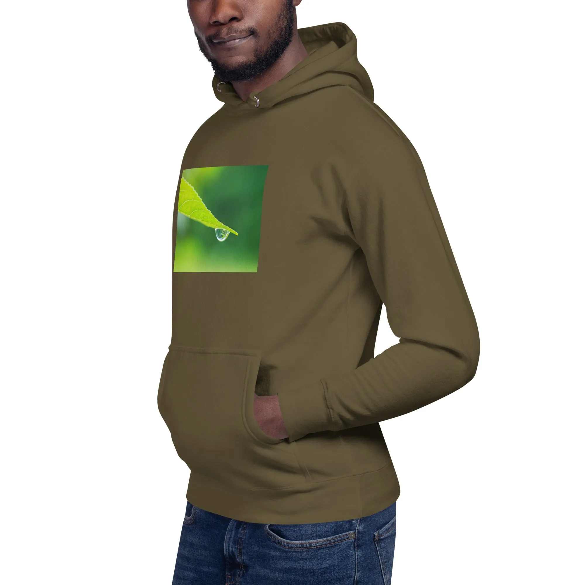 Hoodie Mens Designer (Hoodies Mens - Nature Raindrop on Leaf 004)