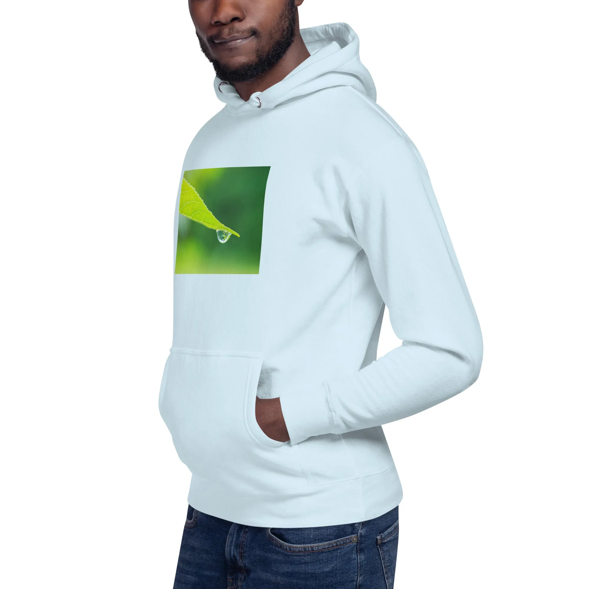 Hoodie Mens Designer (Hoodies Mens - Nature Raindrop on Leaf 004)