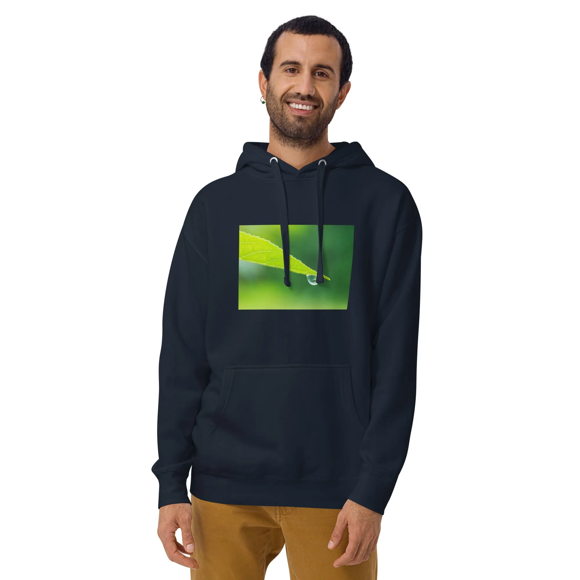 Hoodie Mens Designer (Hoodies Mens - Nature Raindrop on Leaf 004)