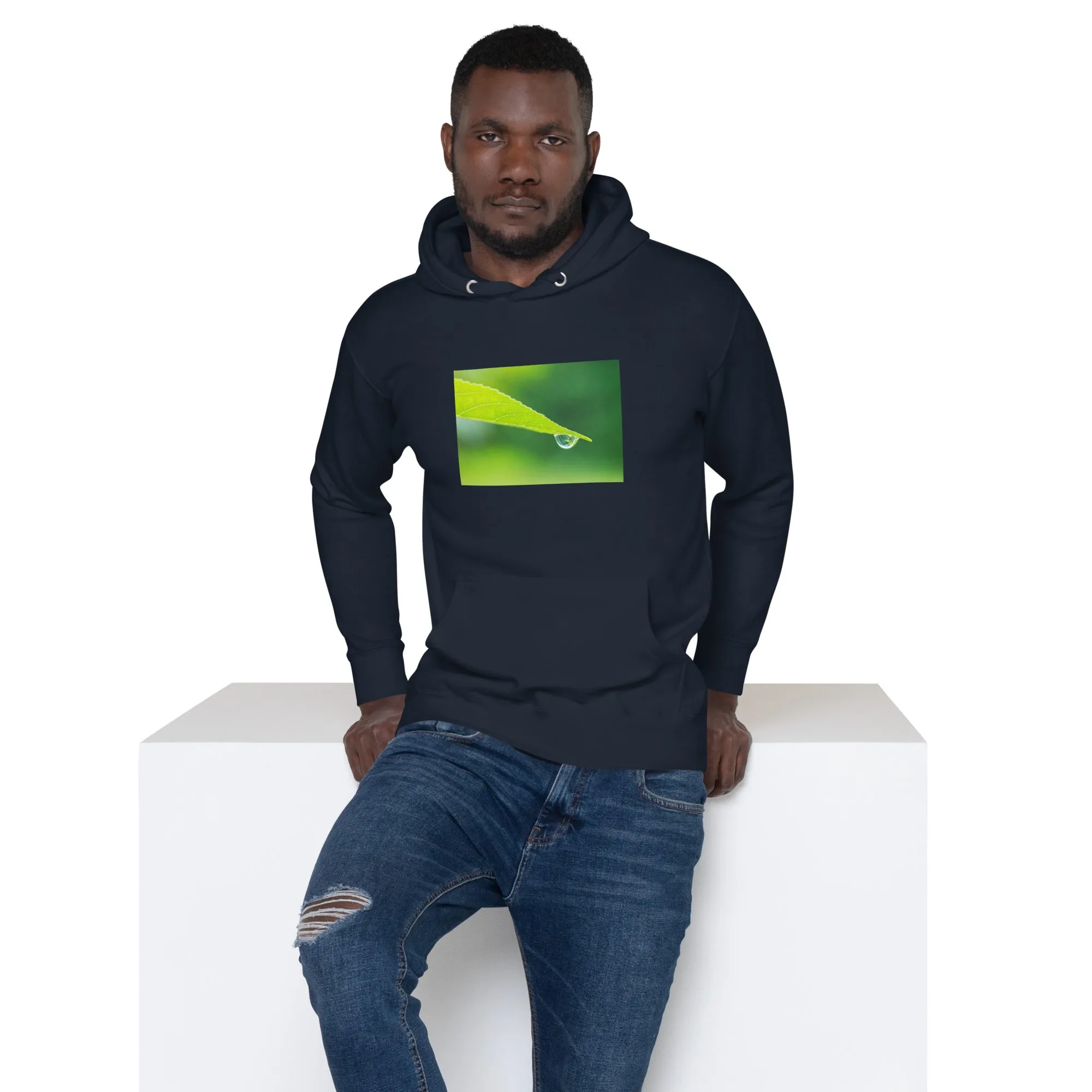 Hoodie Mens Designer (Hoodies Mens - Nature Raindrop on Leaf 004)