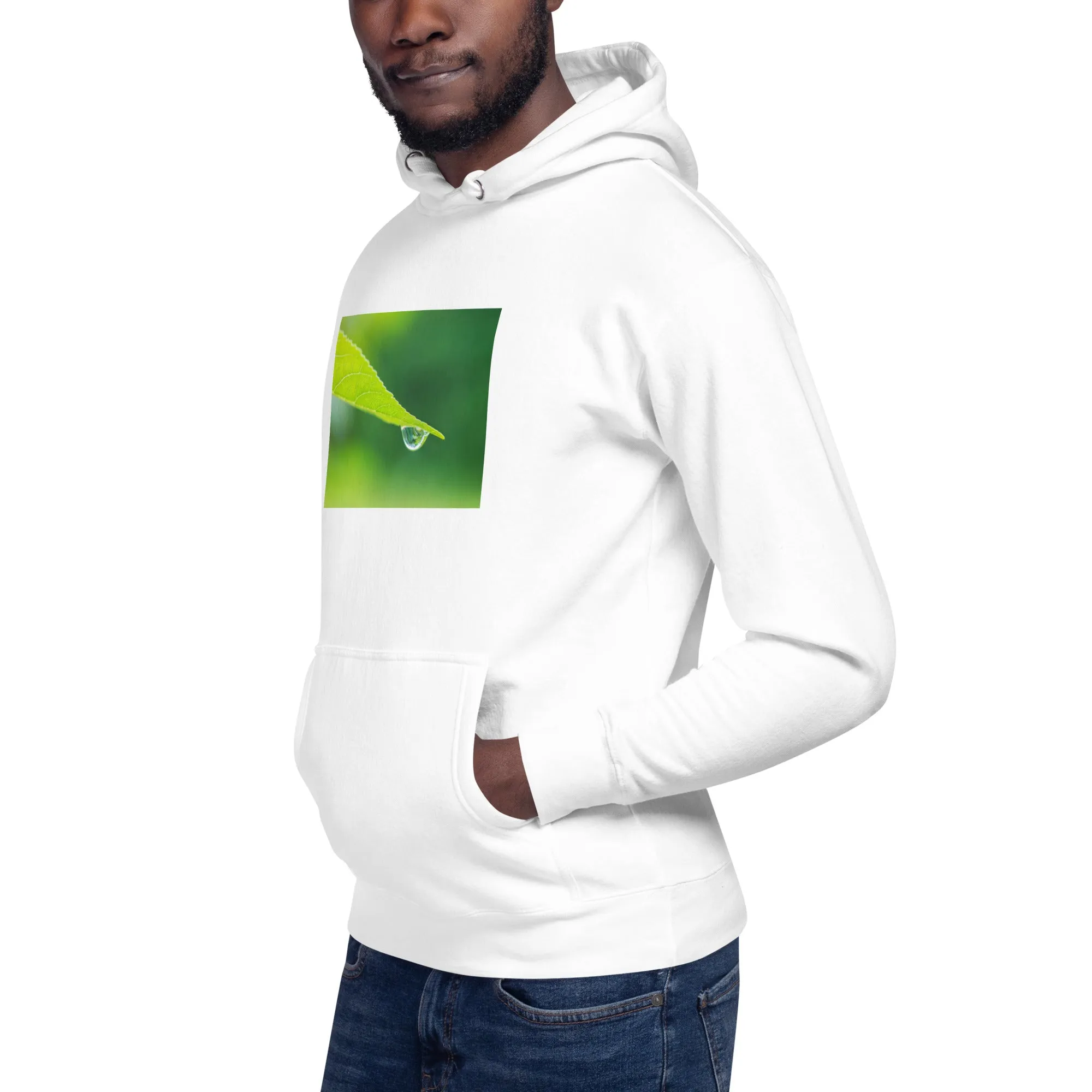 Hoodie Mens Designer (Hoodies Mens - Nature Raindrop on Leaf 004)