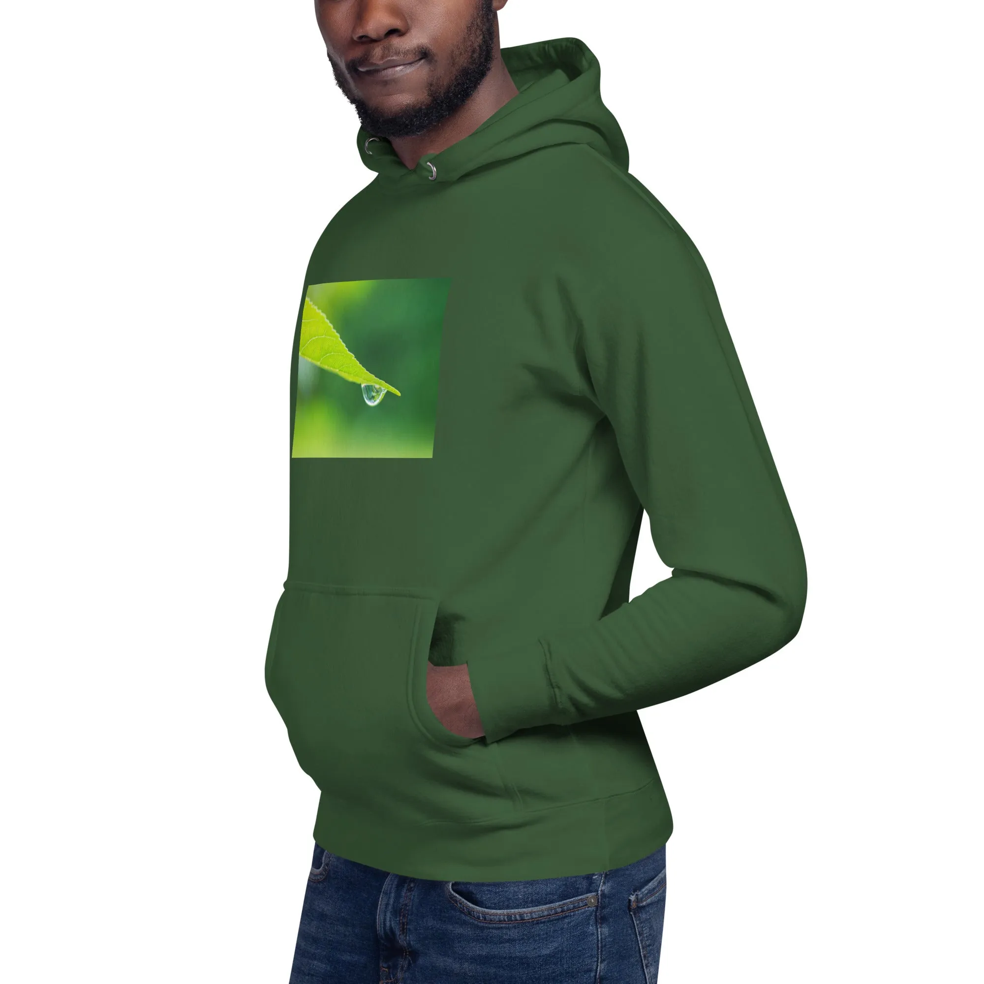 Hoodie Mens Designer (Hoodies Mens - Nature Raindrop on Leaf 004)