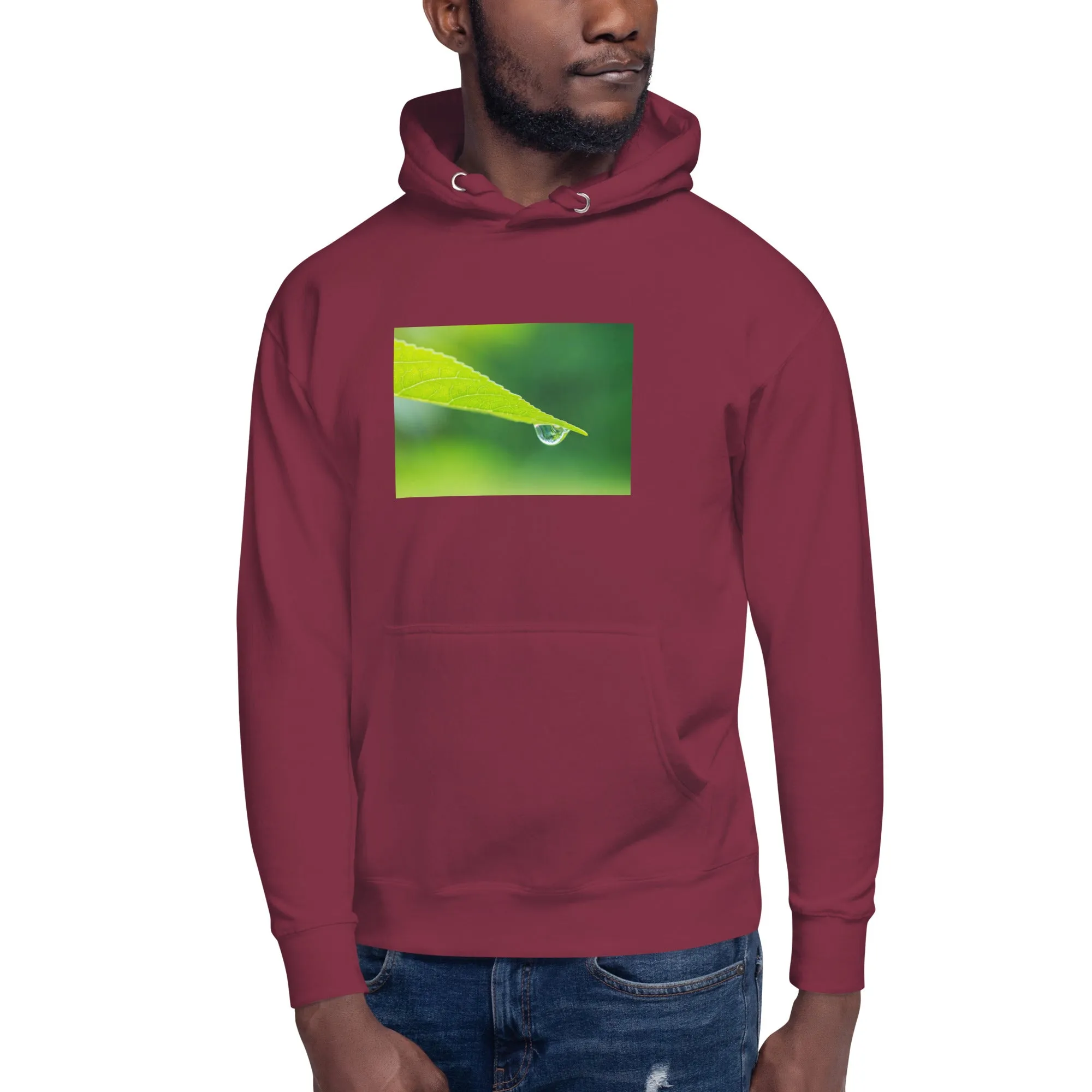 Hoodie Mens Designer (Hoodies Mens - Nature Raindrop on Leaf 004)