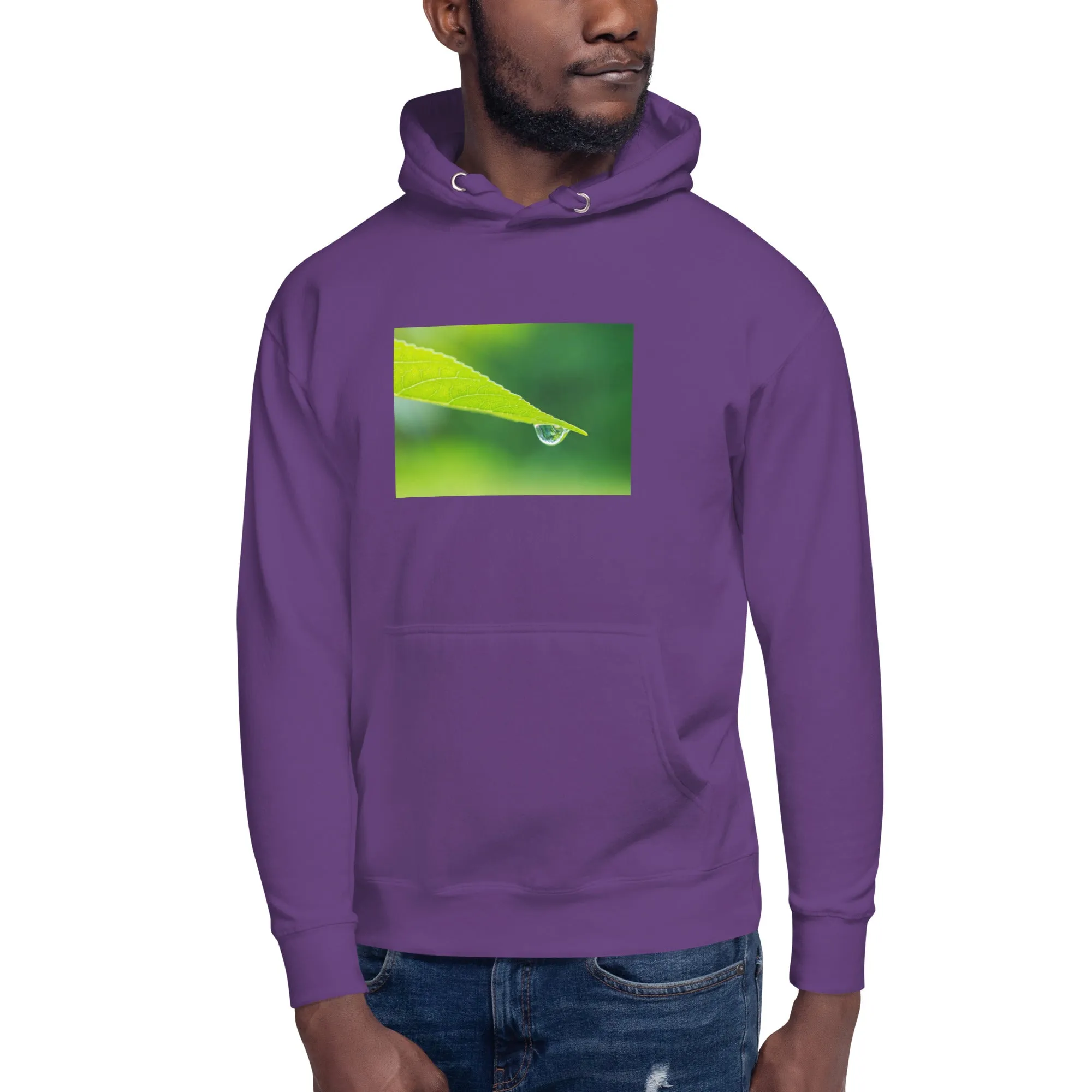 Hoodie Mens Designer (Hoodies Mens - Nature Raindrop on Leaf 004)