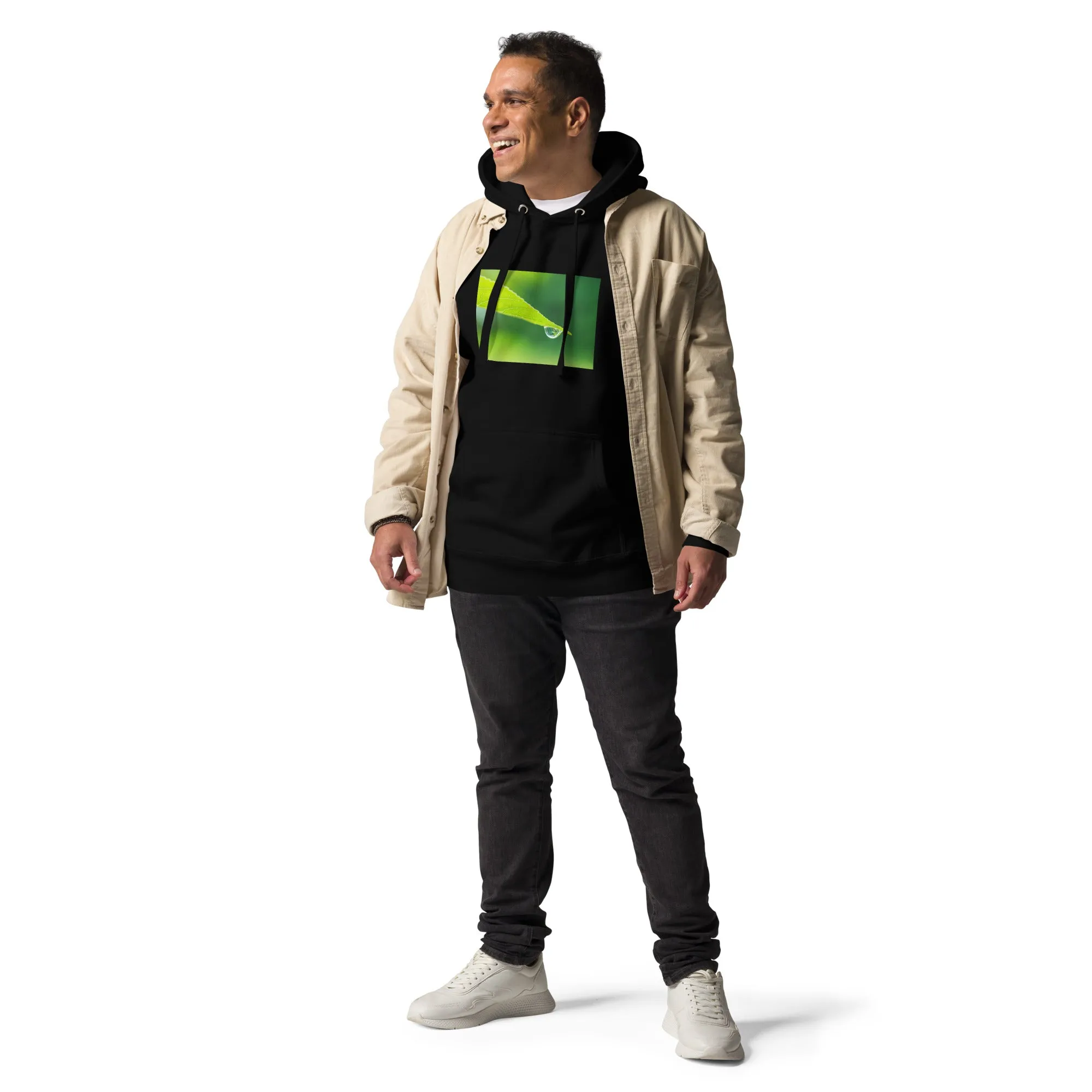 Hoodie Mens Designer (Hoodies Mens - Nature Raindrop on Leaf 004)