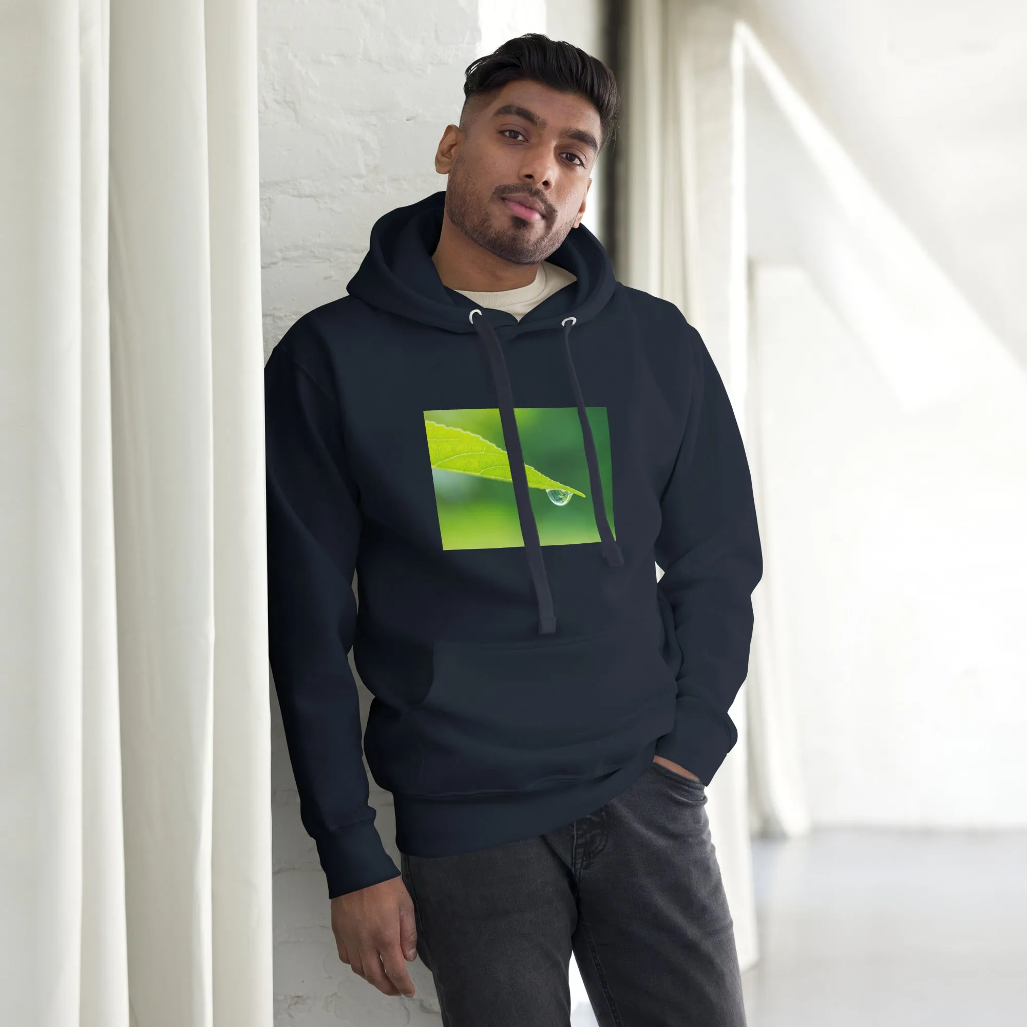 Hoodie Mens Designer (Hoodies Mens - Nature Raindrop on Leaf 004)