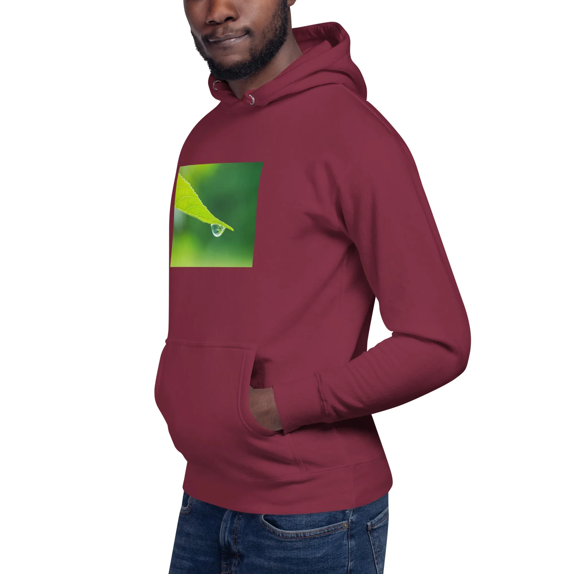 Hoodie Mens Designer (Hoodies Mens - Nature Raindrop on Leaf 004)