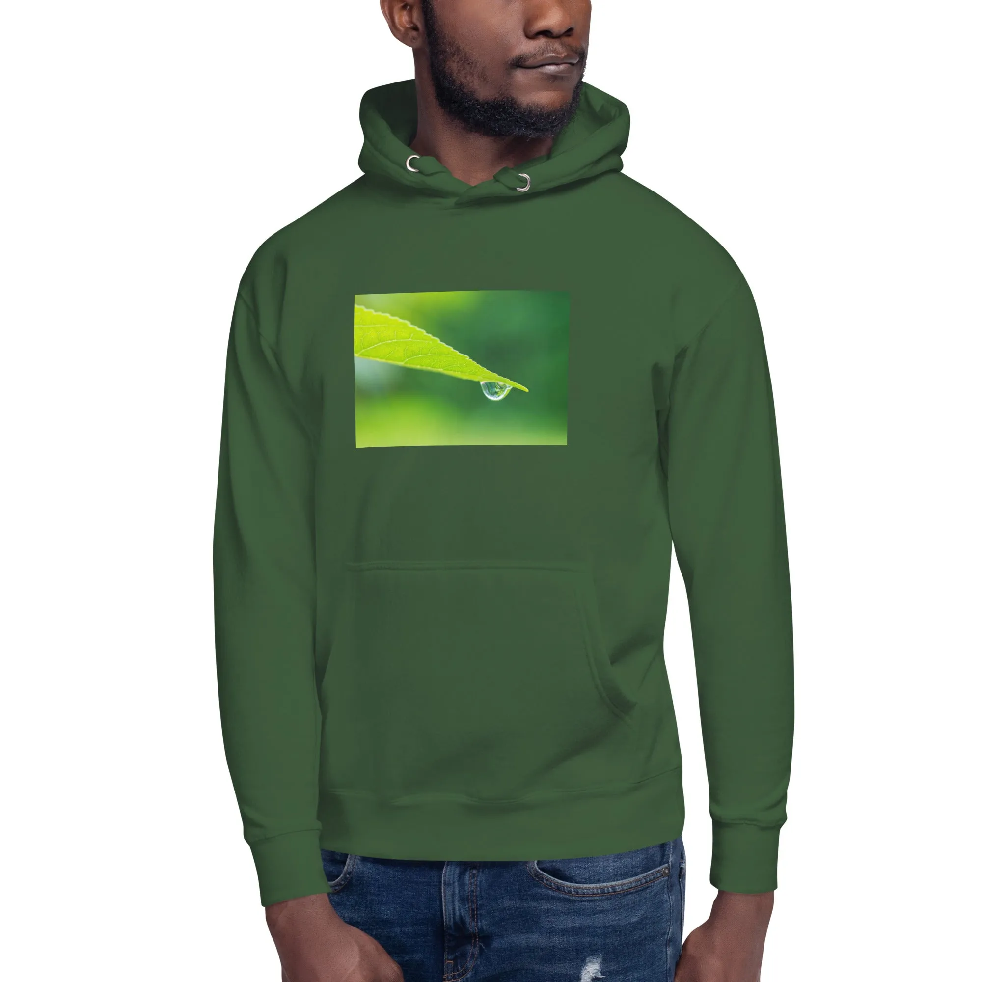 Hoodie Mens Designer (Hoodies Mens - Nature Raindrop on Leaf 004)