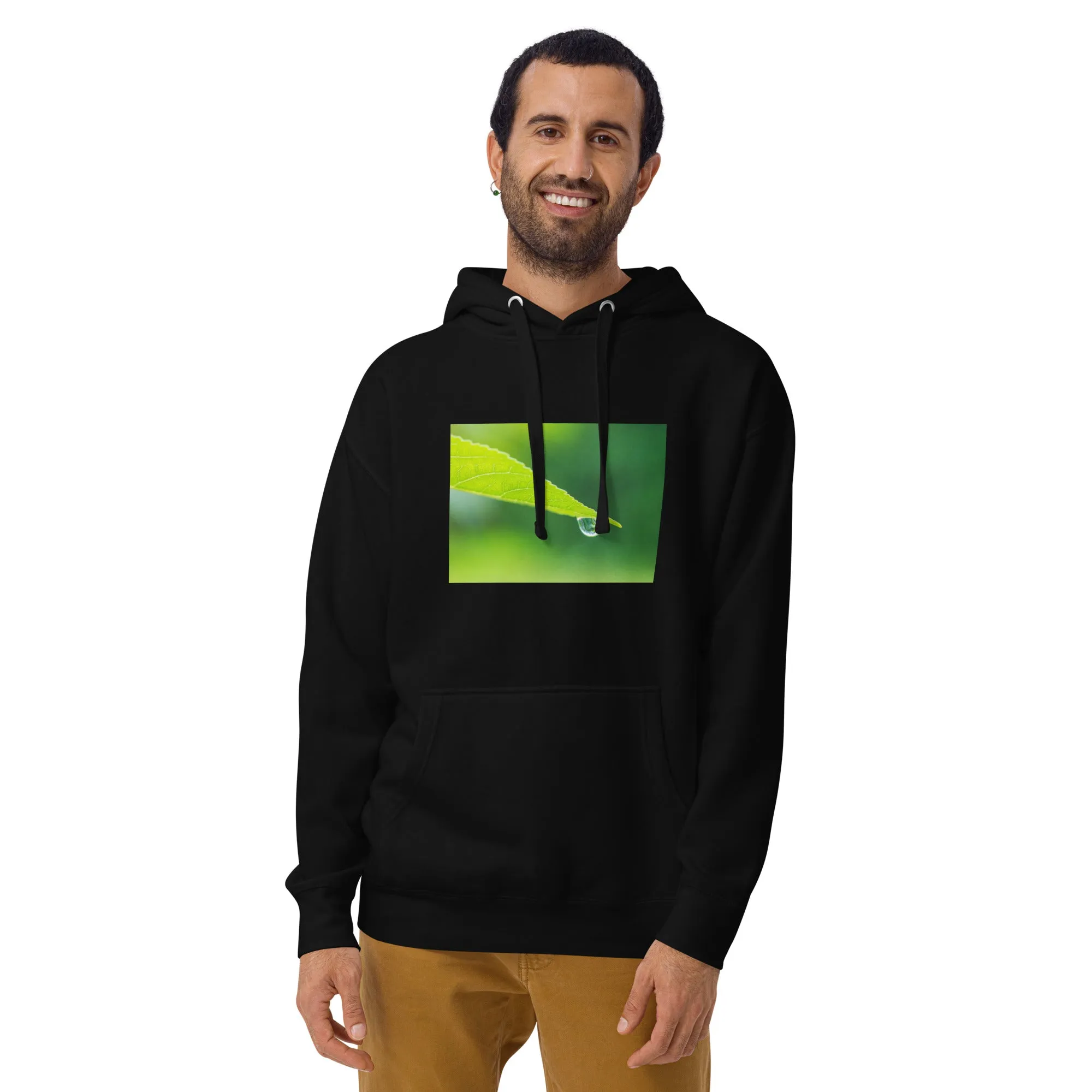 Hoodie Mens Designer (Hoodies Mens - Nature Raindrop on Leaf 004)