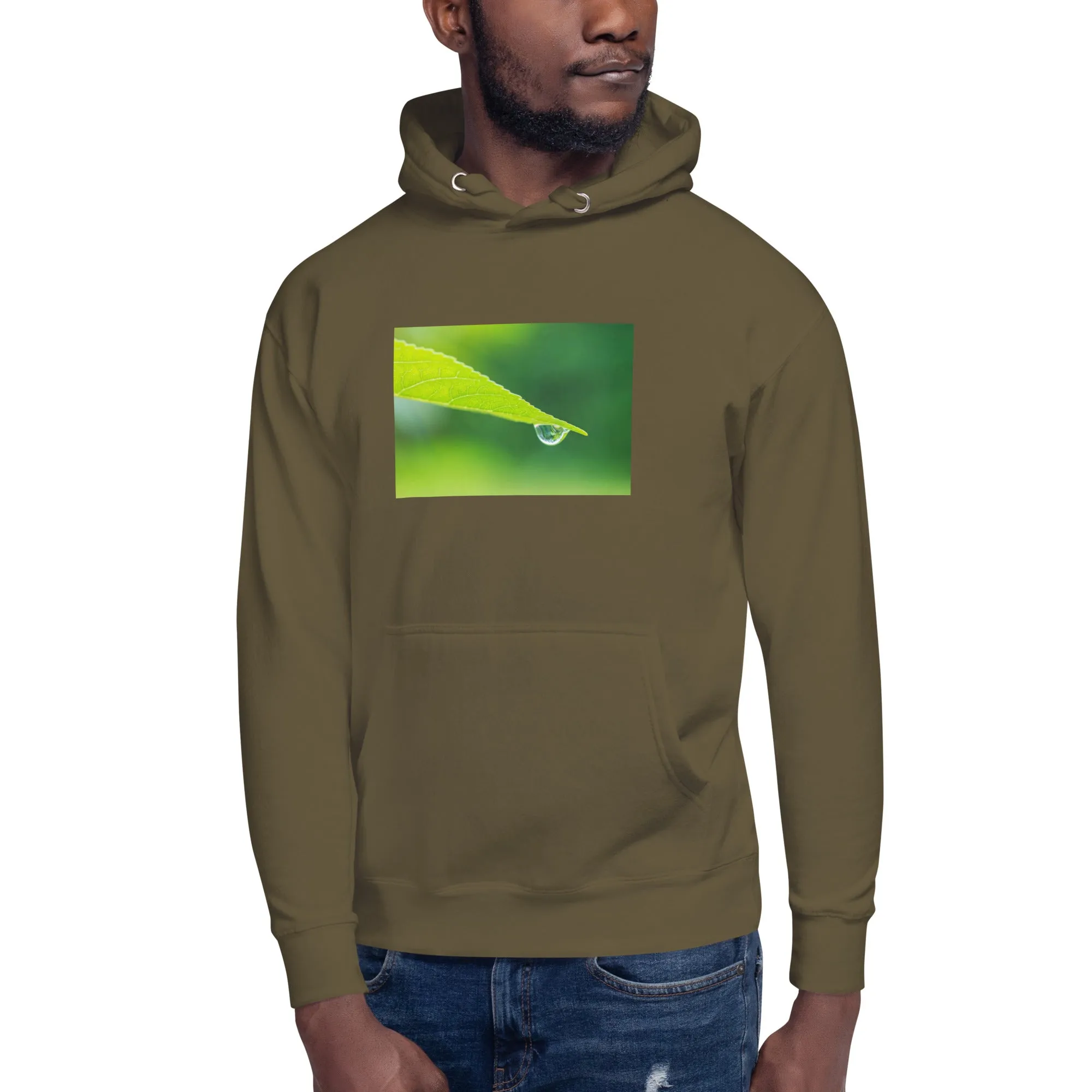 Hoodie Mens Designer (Hoodies Mens - Nature Raindrop on Leaf 004)