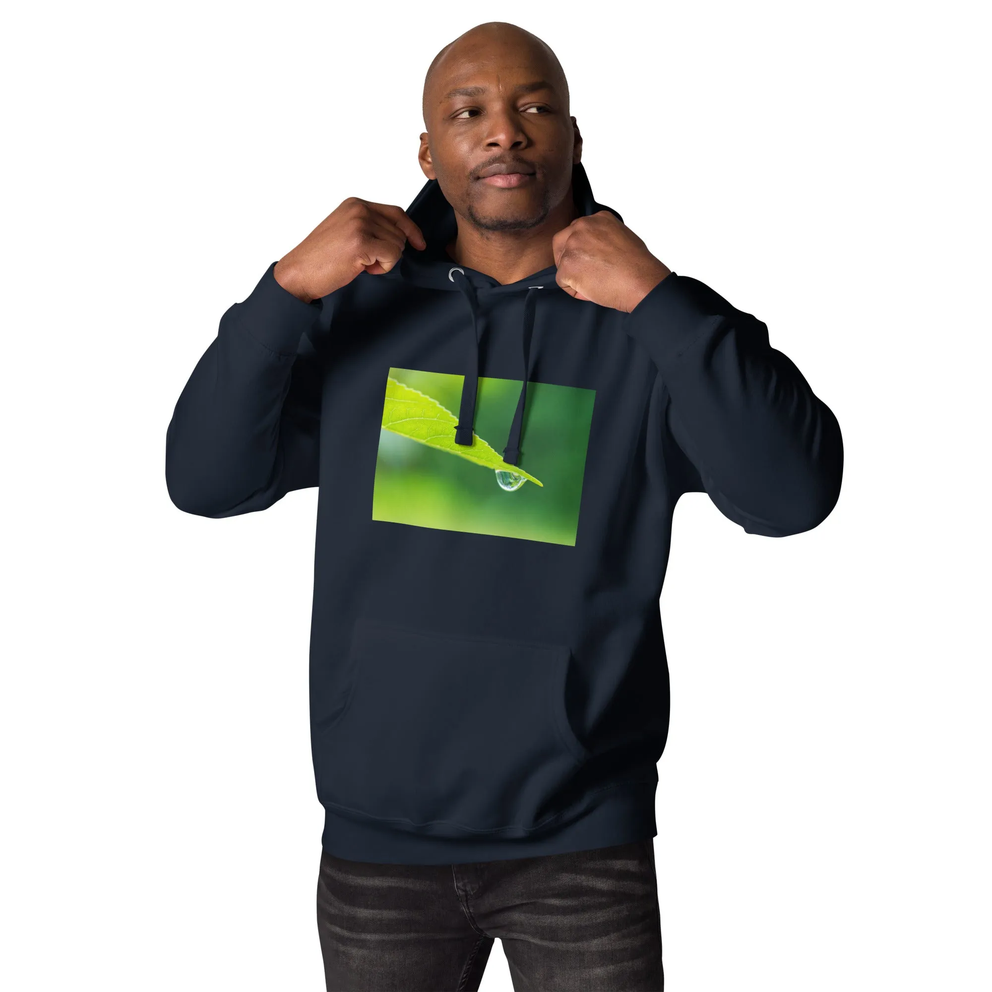 Hoodie Mens Designer (Hoodies Mens - Nature Raindrop on Leaf 004)