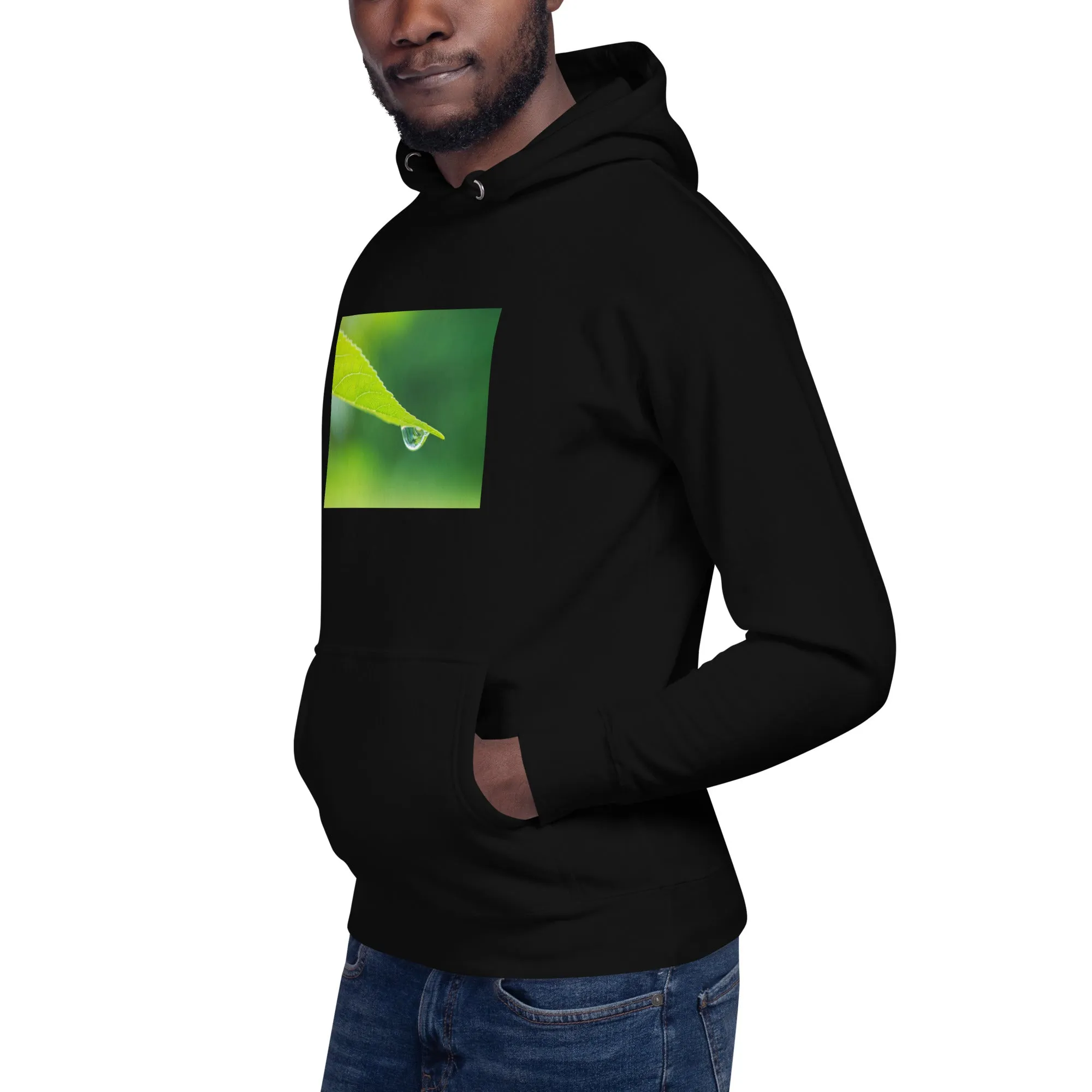 Hoodie Mens Designer (Hoodies Mens - Nature Raindrop on Leaf 004)