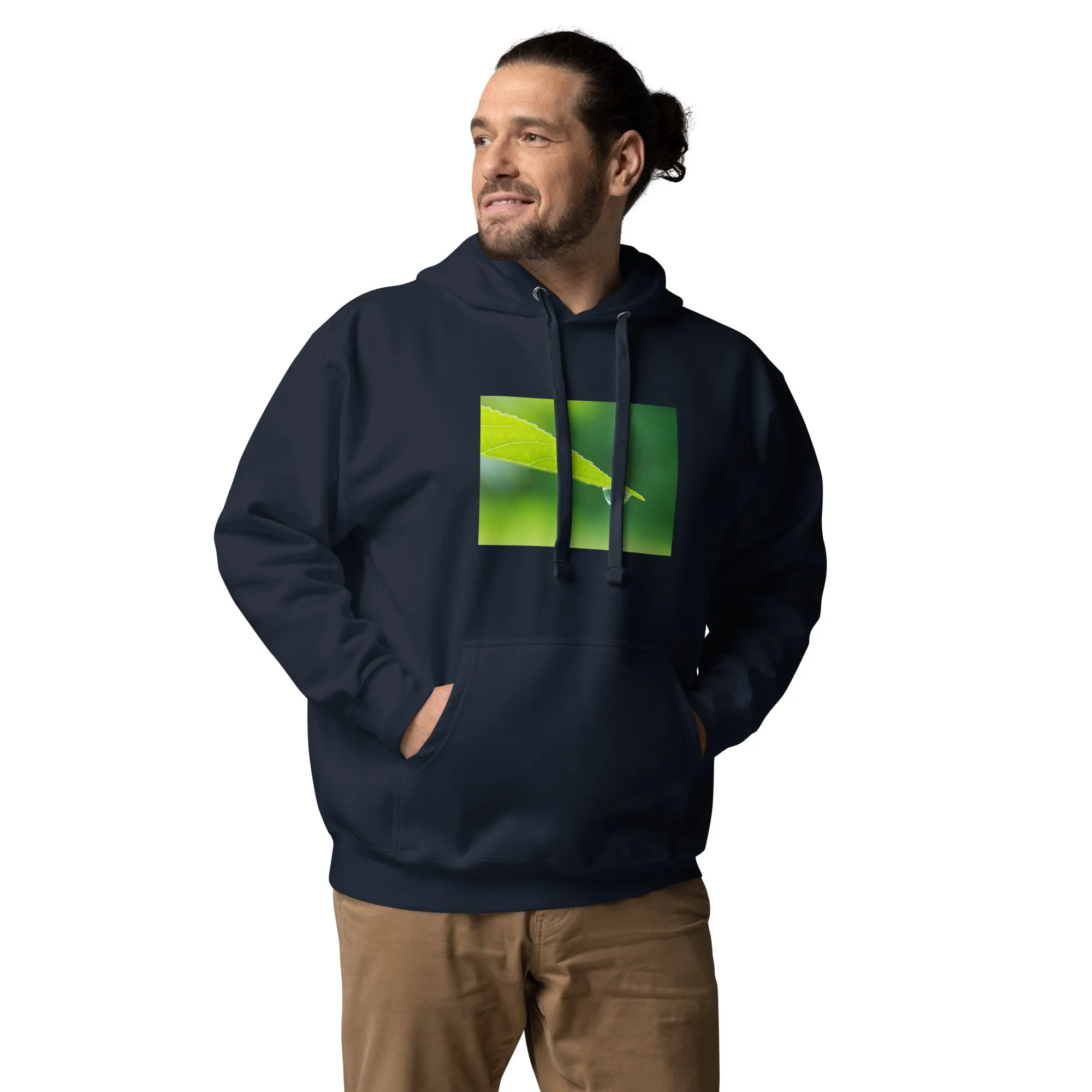 Hoodie Mens Designer (Hoodies Mens - Nature Raindrop on Leaf 004)