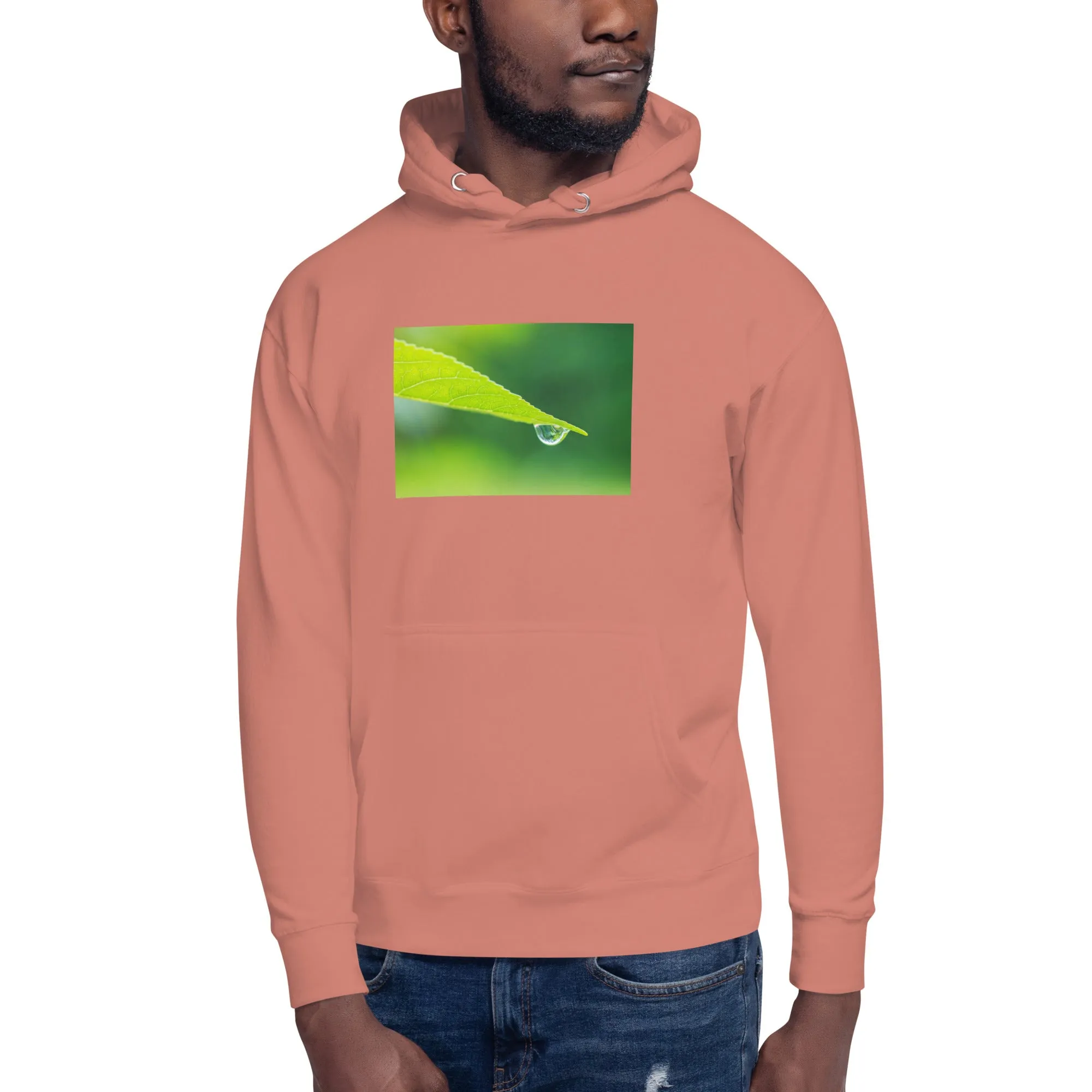 Hoodie Mens Designer (Hoodies Mens - Nature Raindrop on Leaf 004)